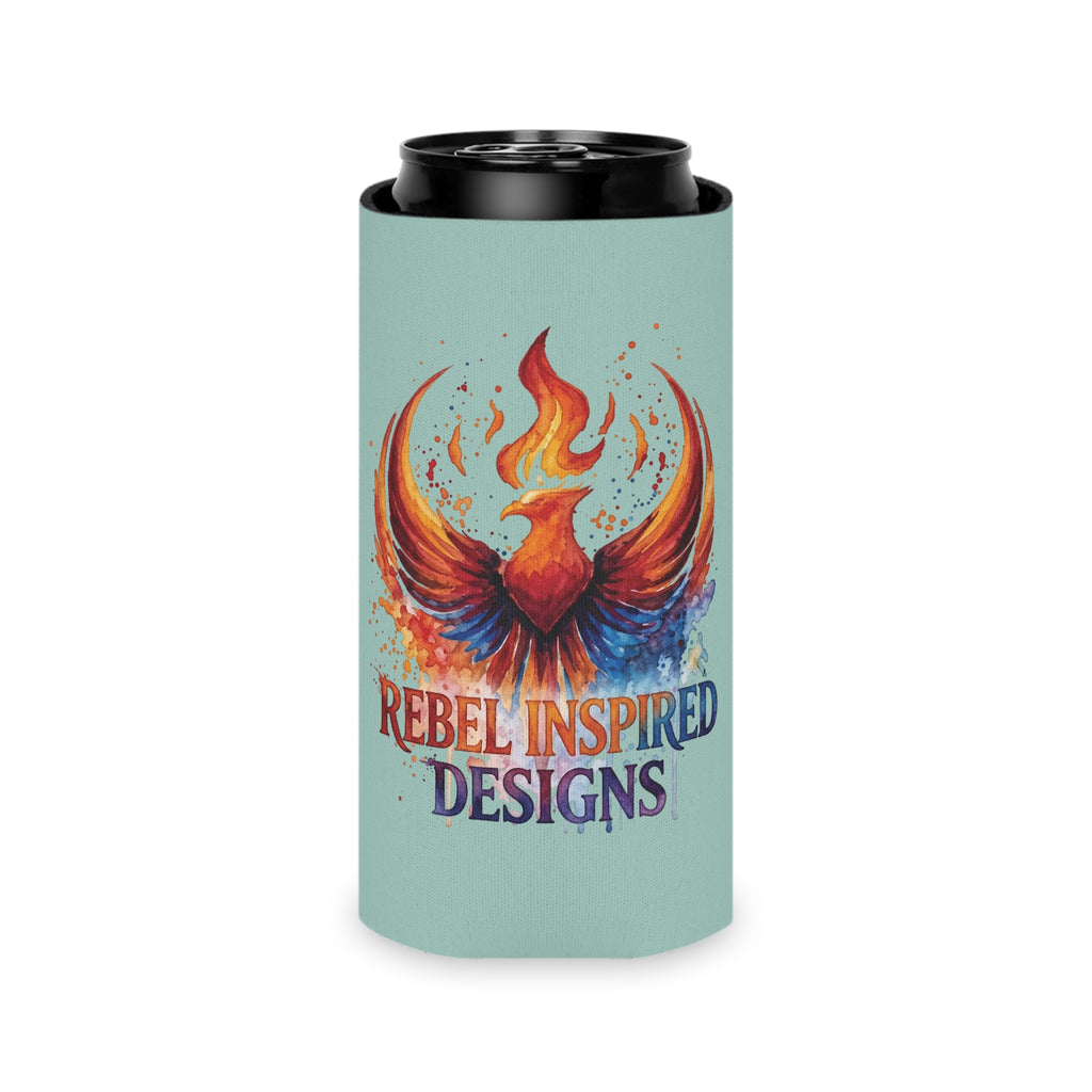Rebel Inspired Designs Phoenix Can Cooler | Watercolor Flame Drink Sleeve
