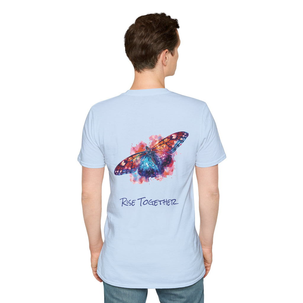 Butterfly Rise Together T-Shirt | Watercolor Inspirational Butterfly Tee | Equality Advocacy Gift