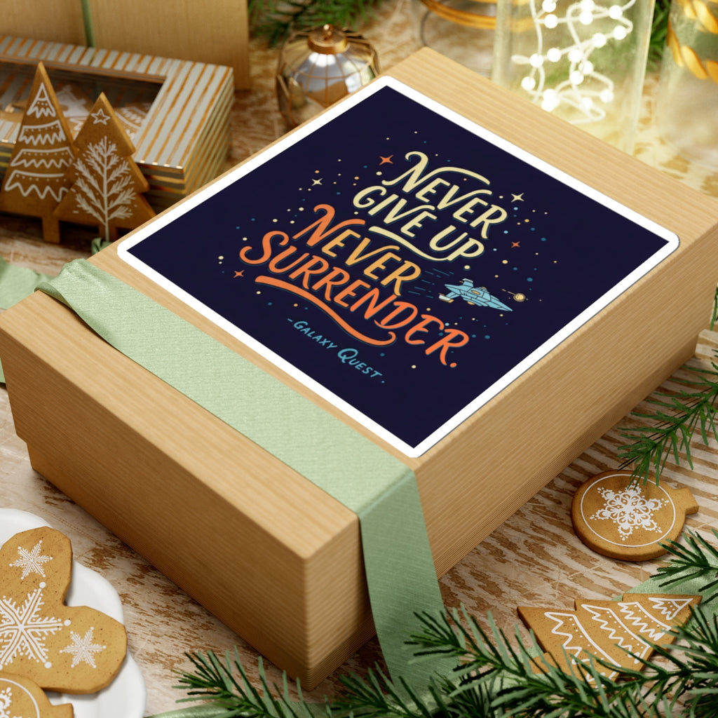 Never Give Up, Never Surrender Stickers | Space & Sci-Fi Vinyl Decals