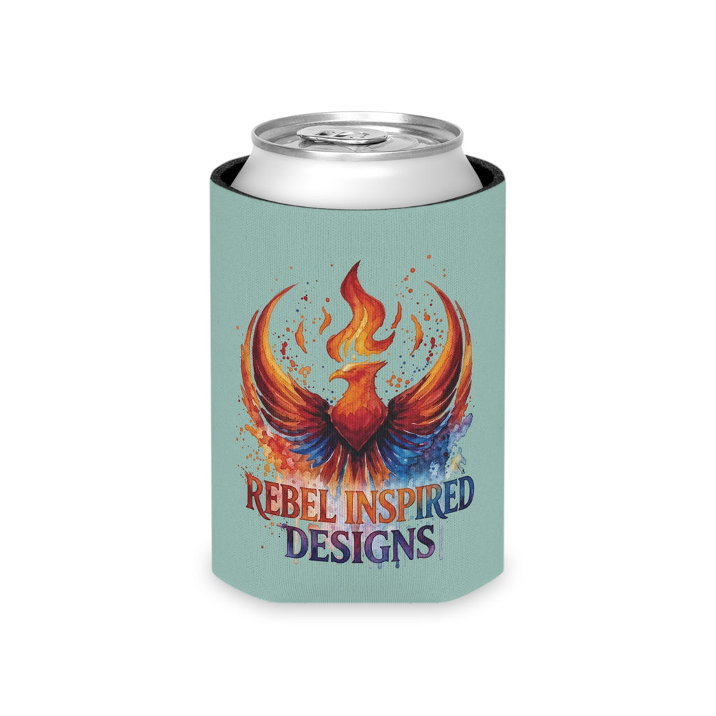 Rebel Inspired Designs Phoenix Can Cooler | Watercolor Flame Drink Sleeve