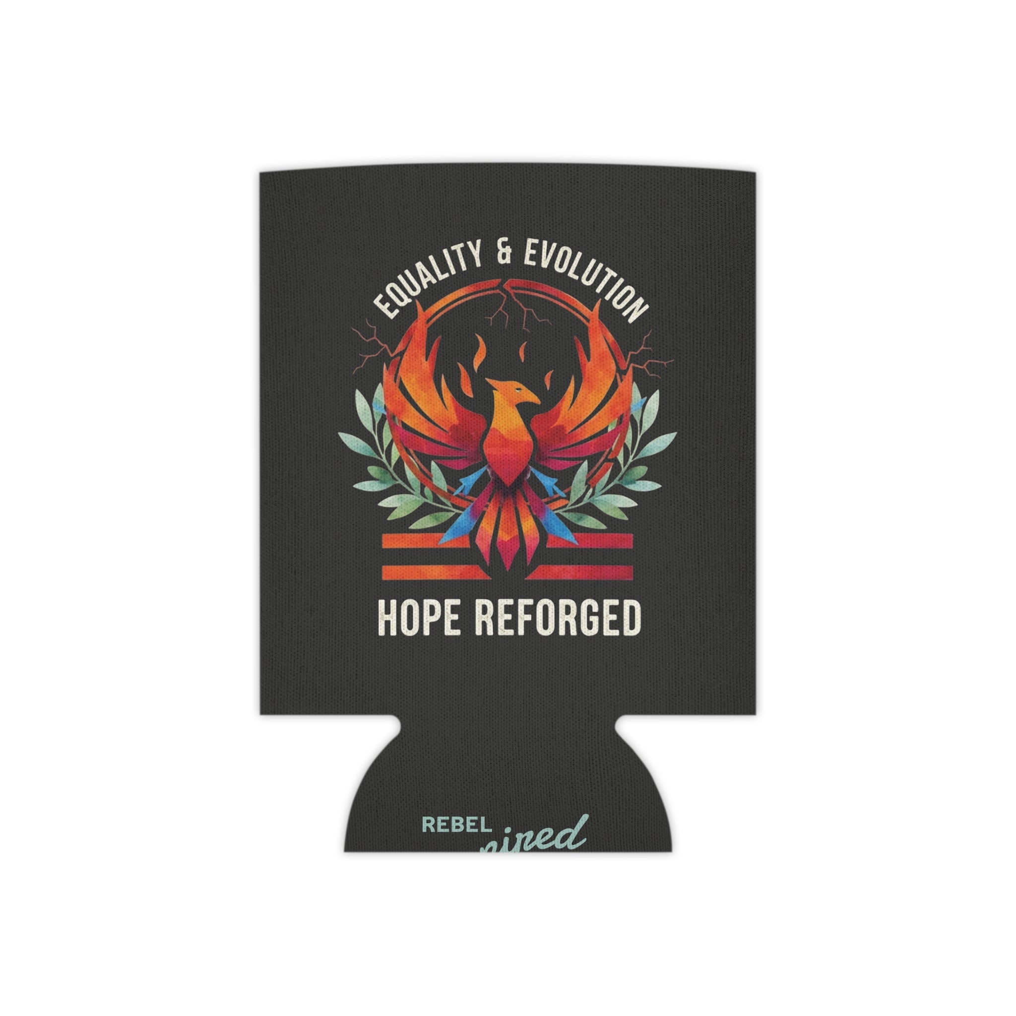 Hope Reforged Can Cooler | Equality & Evolution Drink Holder | Rising Phoenix Design