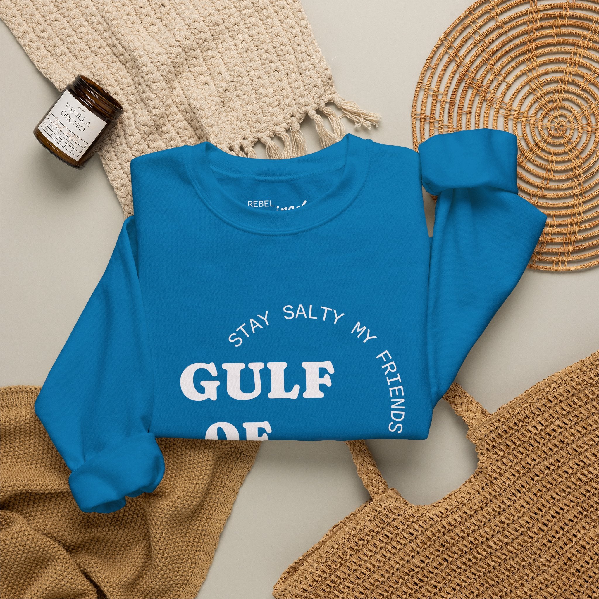 Stay Salty Unisex Sweatshirt, Gulf of Mexico Crewneck, Coastal Humor Vacation Gift