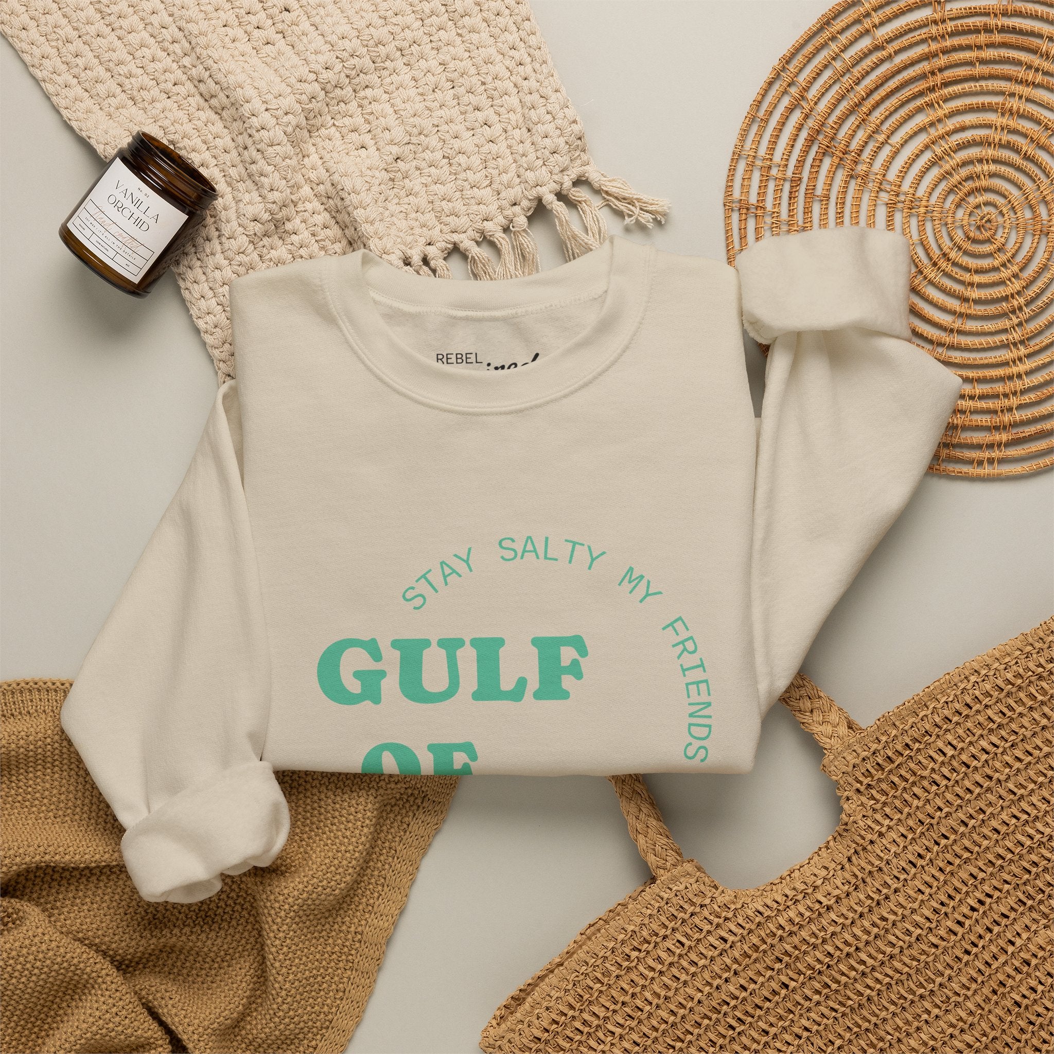Stay Salty Unisex Sweatshirt, Gulf of Mexico Crewneck, Coastal Humor Vacation Gift