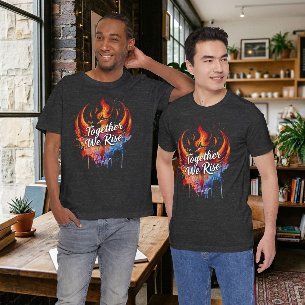 Together We Rise Phoenix Tee | Flame Watercolor Graphic T-Shirt | Activist Tee
