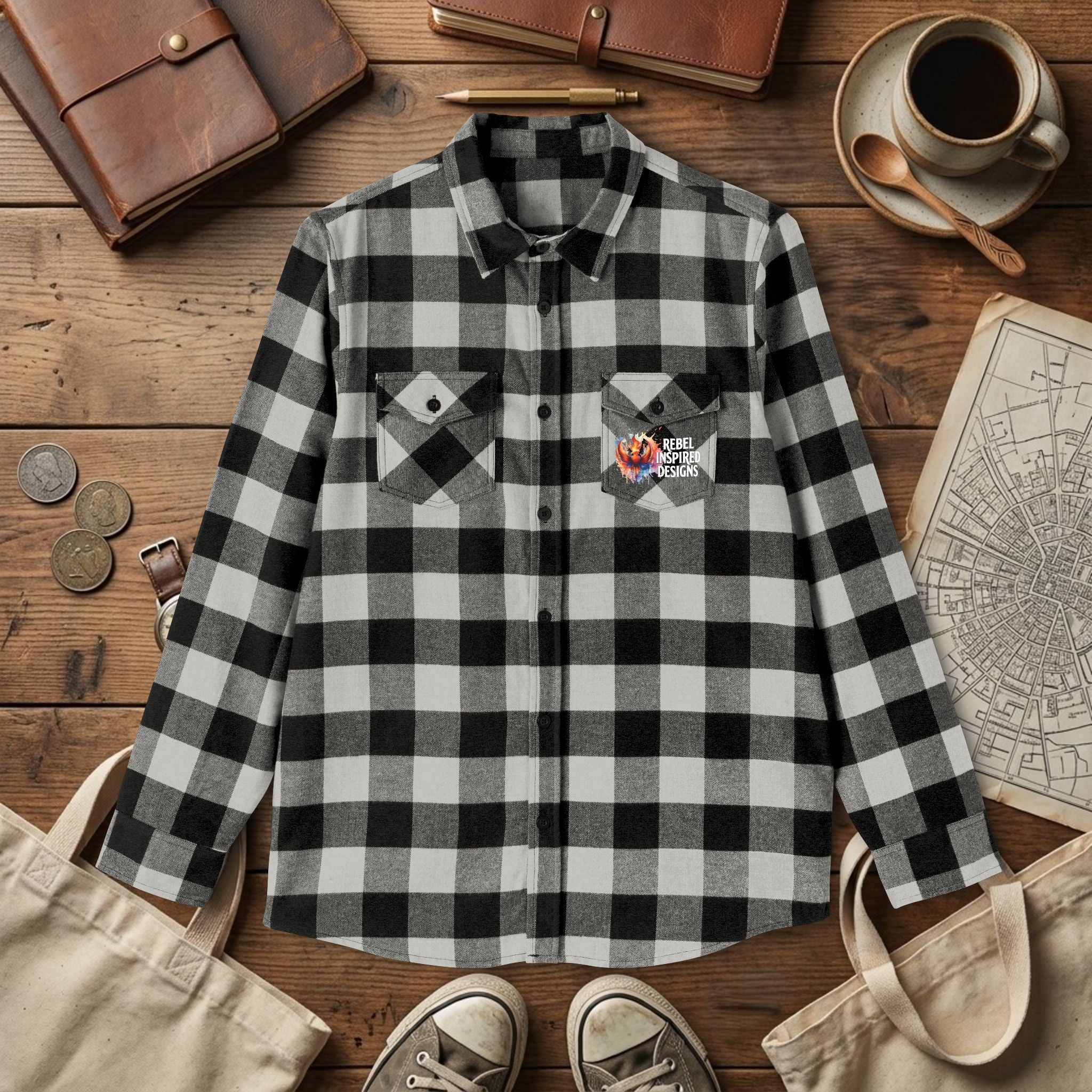 Together We Rise Flannel Shirt | Two-Sided Inspirational Buffalo Check Button-Up