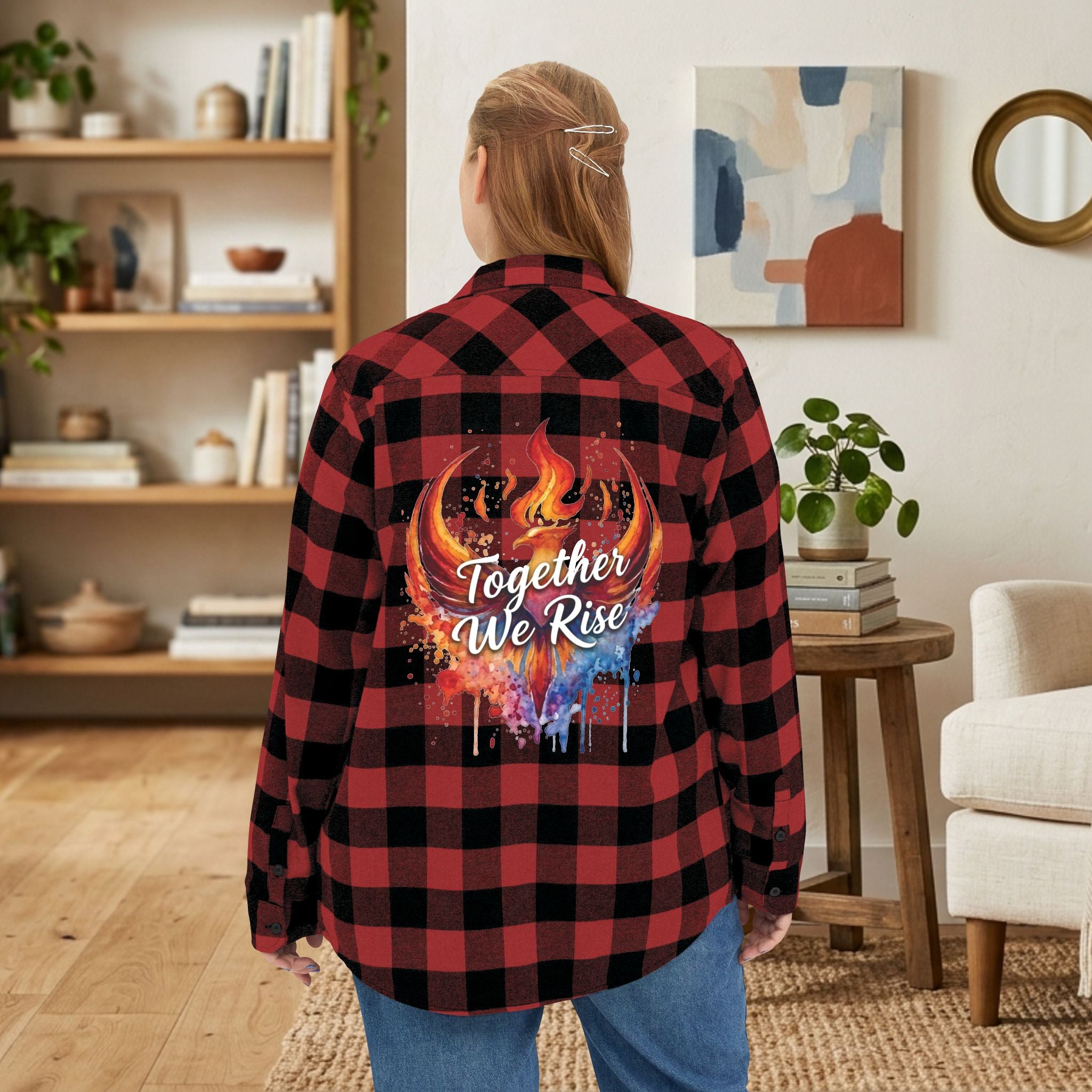 Together We Rise Flannel Shirt | Two-Sided Inspirational Buffalo Check Button-Up