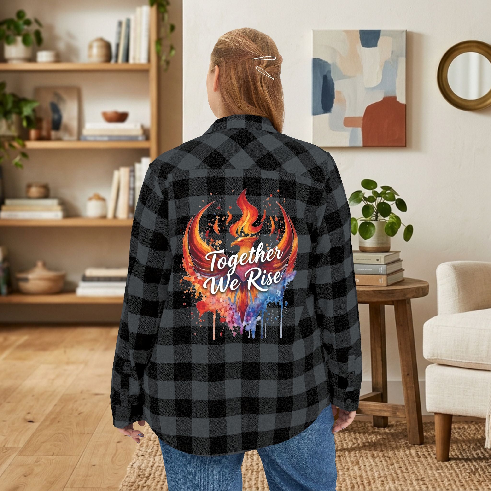 Together We Rise Flannel Shirt | Two-Sided Inspirational Buffalo Check Button-Up