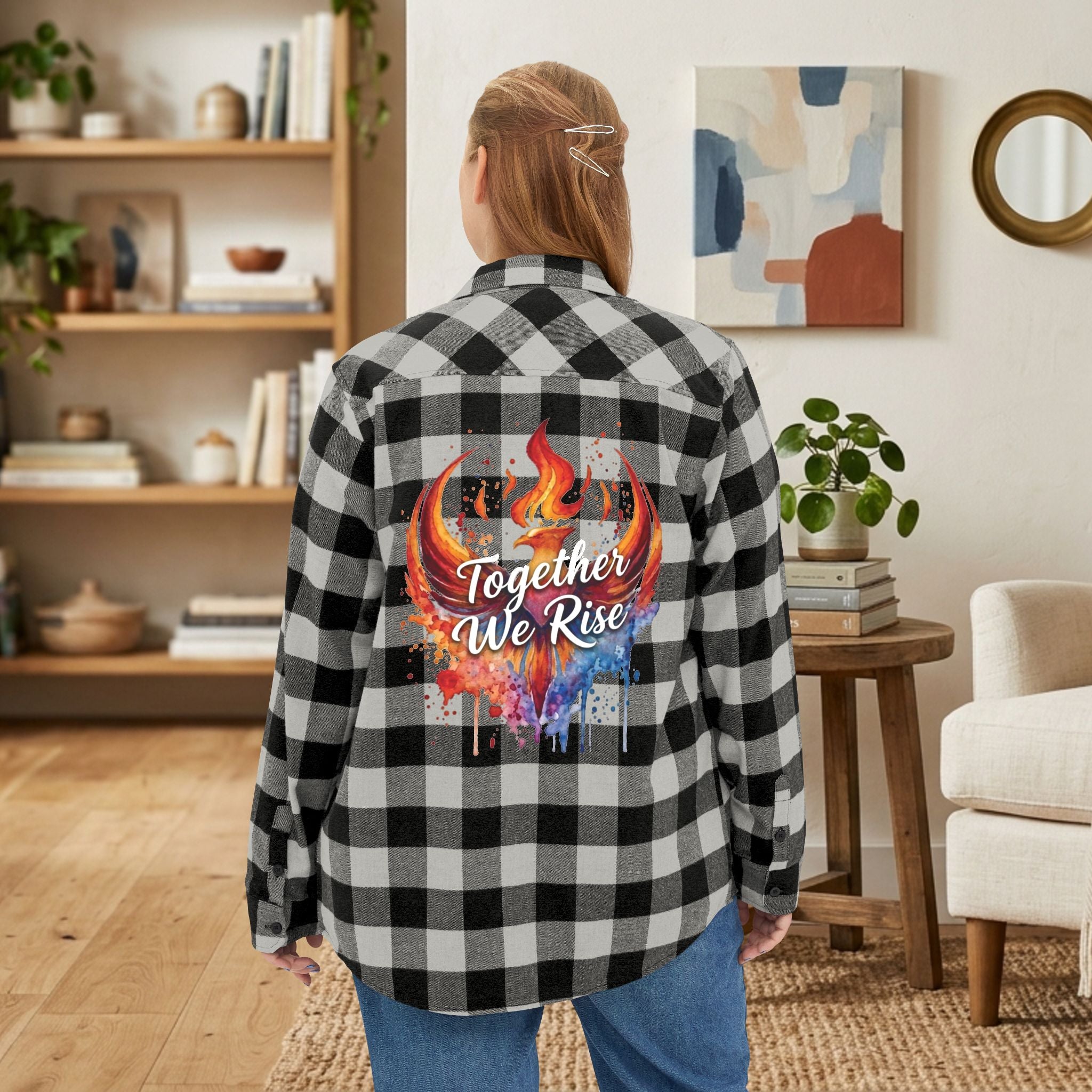 Together We Rise Flannel Shirt | Two-Sided Inspirational Buffalo Check Button-Up