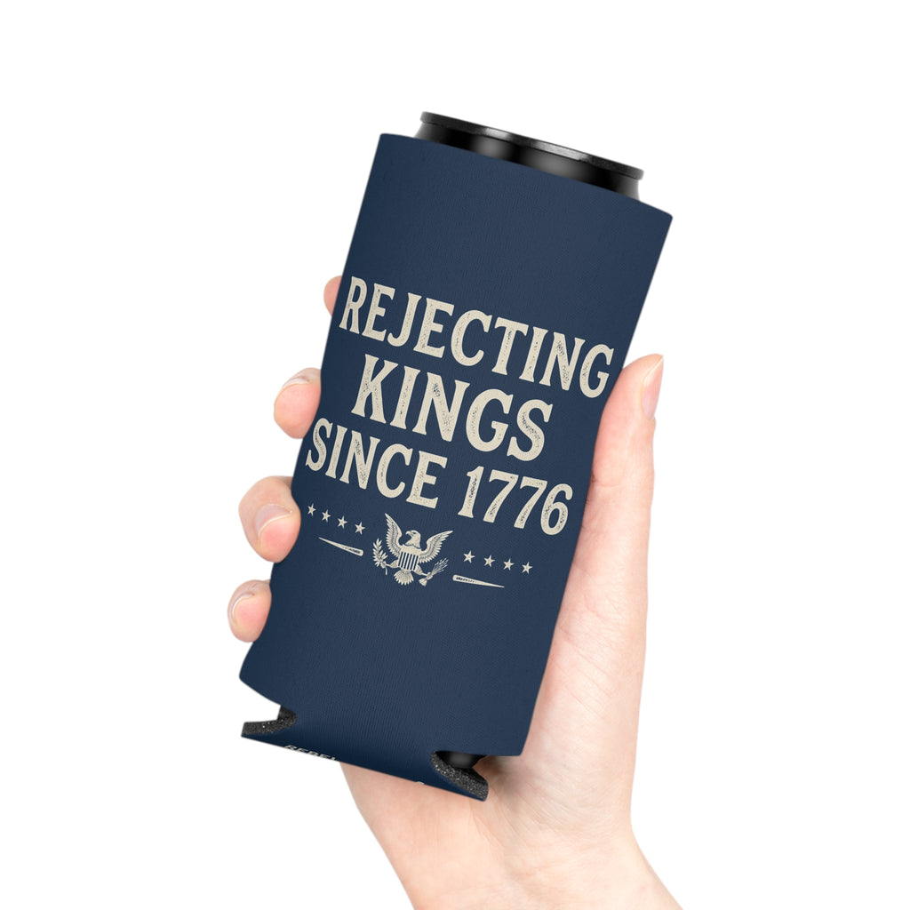 Rejecting Kings Since 1776 Can Cooler | Patriotic American Vintage Eagle Drink Sleeve
