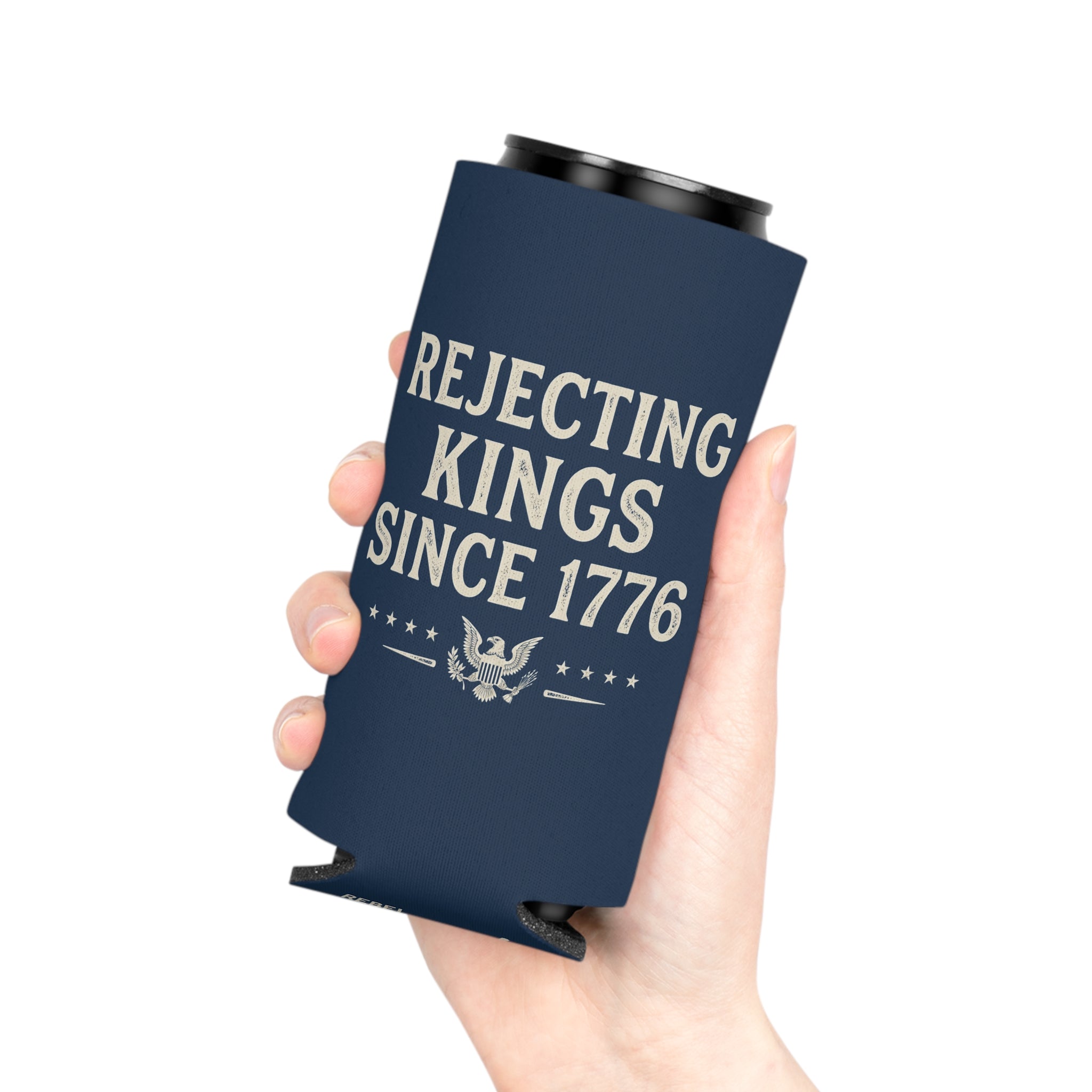 Rejecting Kings Since 1776 Can Cooler | Patriotic American Vintage Eagle Drink Sleeve