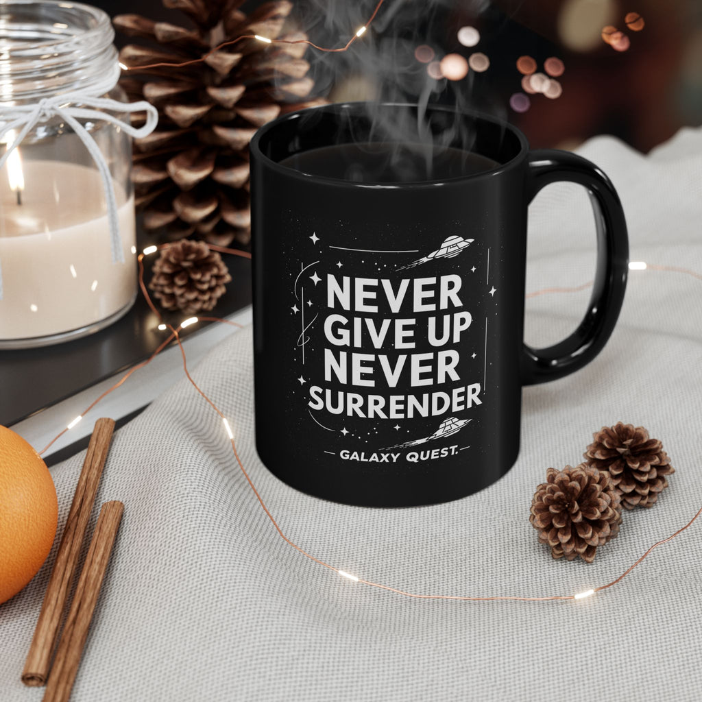 Never Give Up Never Surrender Coffee Cup | Sci-Fi Inspired Mug | Geek Gift