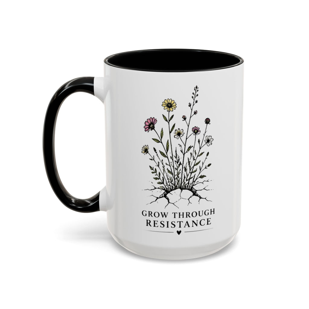 Grow Through Resistance Color Accent Mug | Cozy Woodland Tea Coffee Cup 11 oz, 15 oz