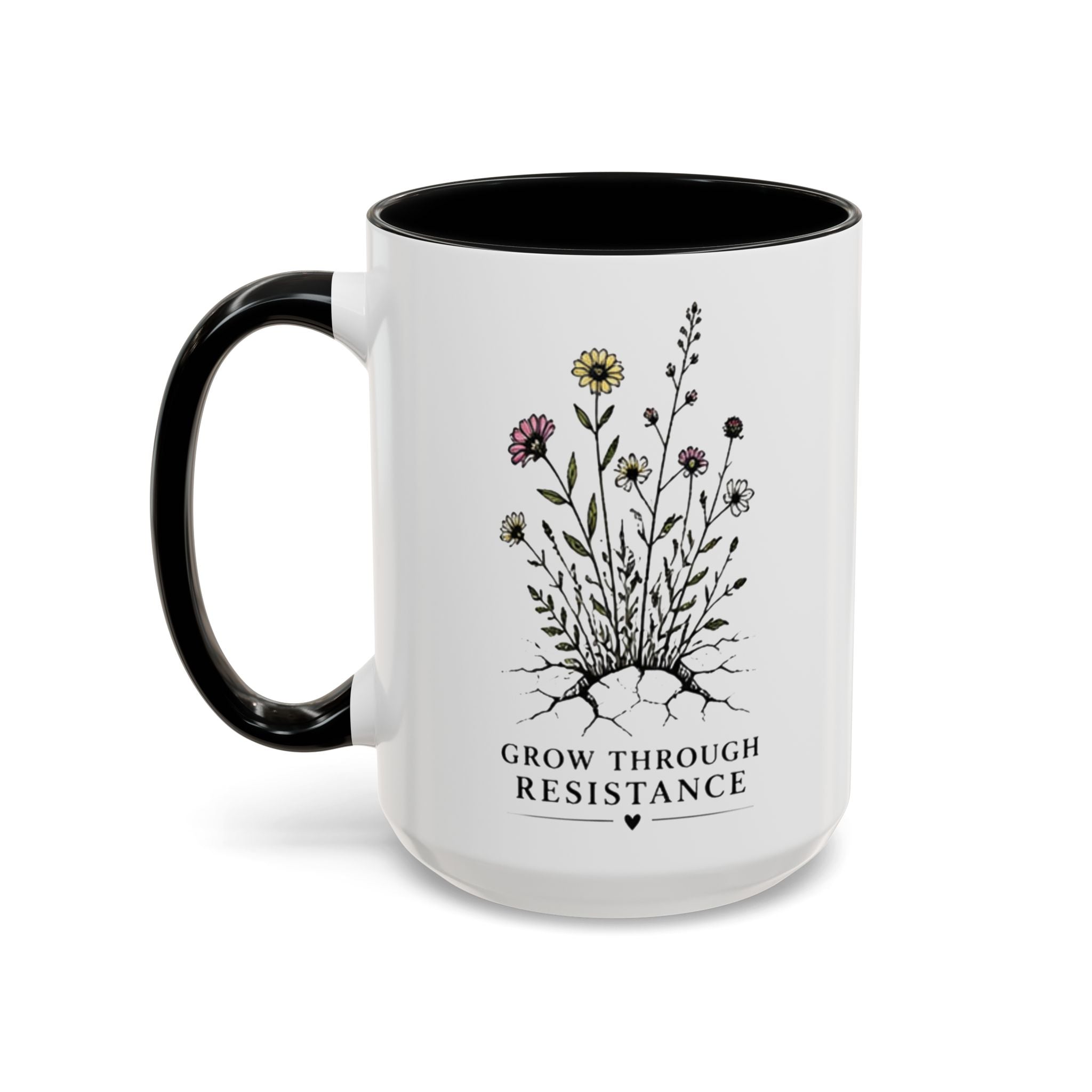 Grow Through Resistance Color Accent Mug | Cozy Woodland Tea Coffee Cup 11 oz, 15 oz