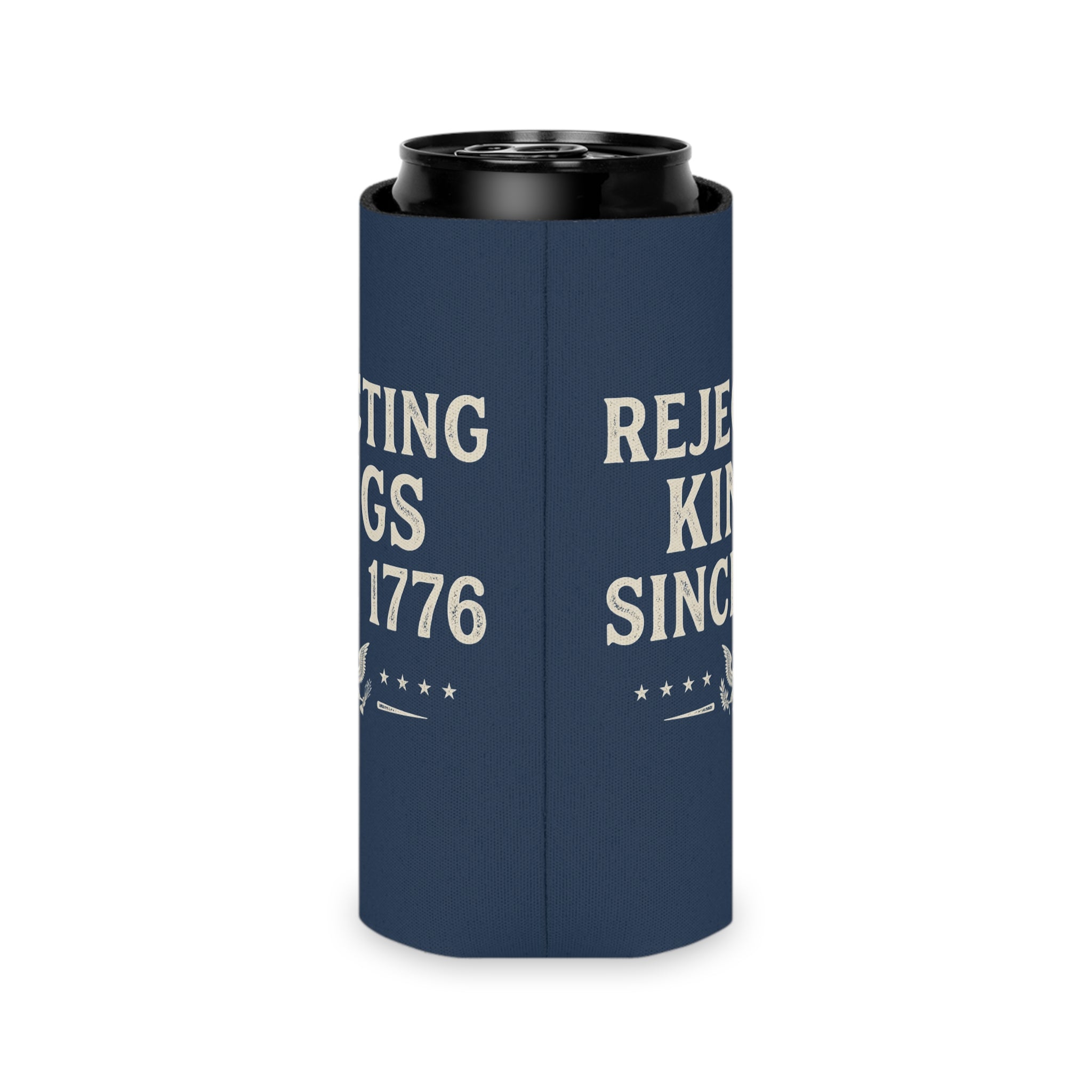 Rejecting Kings Since 1776 Can Cooler | Patriotic American Vintage Eagle Drink Sleeve