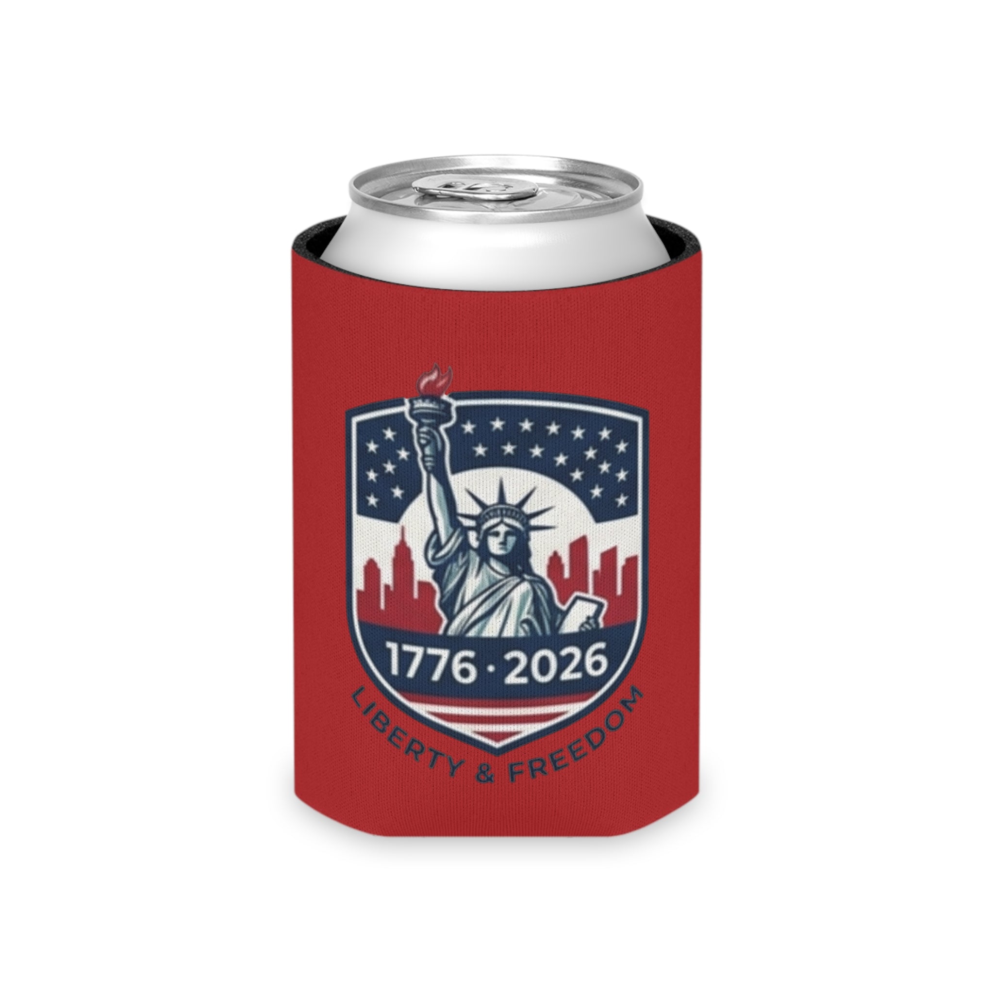 Statue of Liberty 1776-2026 Can Cooler | Patriotic Beer Sleeve | Liberty & Freedom Drink Holder
