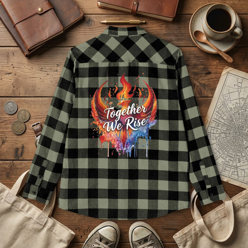 Together We Rise Flannel Shirt | Two-Sided Inspirational Buffalo Check Button-Up