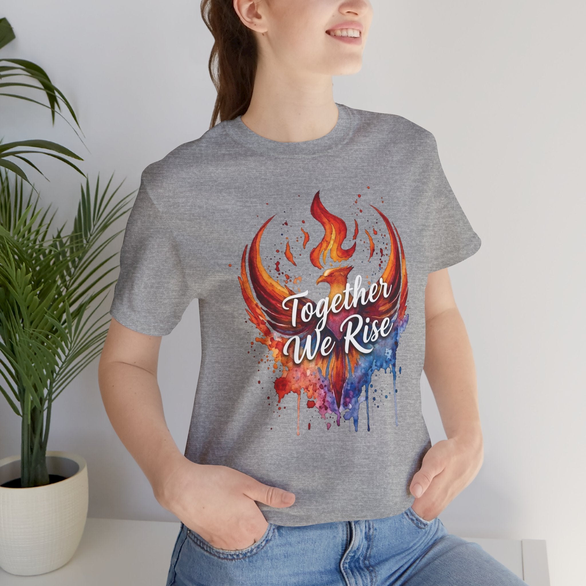 Phoenix Watercolor 'Together We Rise' T-Shirt | Inspirational Flame Design | Activist Tee