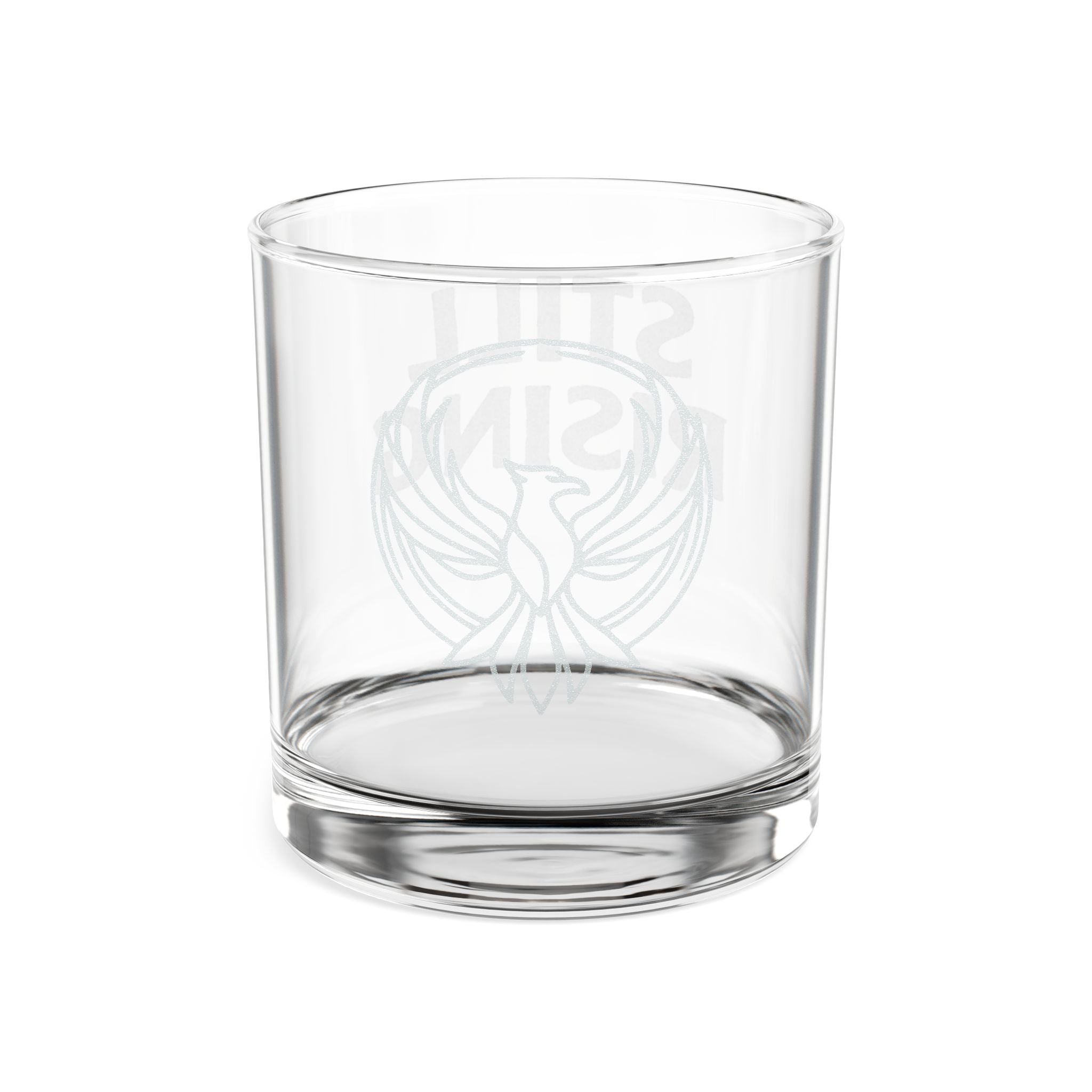 Still Rising Engraved 10.5 oz Rocks Glass | Rising Phoenix Emblem Whiskey Glass