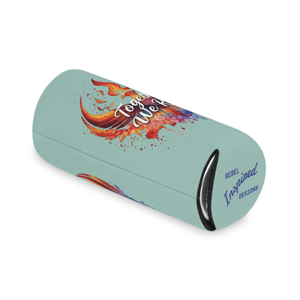 Together We Rise Phoenix Can Cooler | Watercolor Flame Drink Sleeve