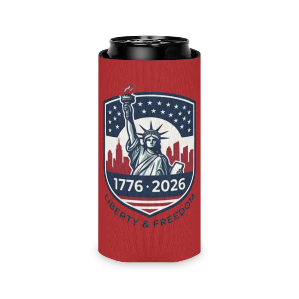 Statue of Liberty 1776-2026 Can Cooler | Patriotic Beer Sleeve | Liberty & Freedom Drink Holder