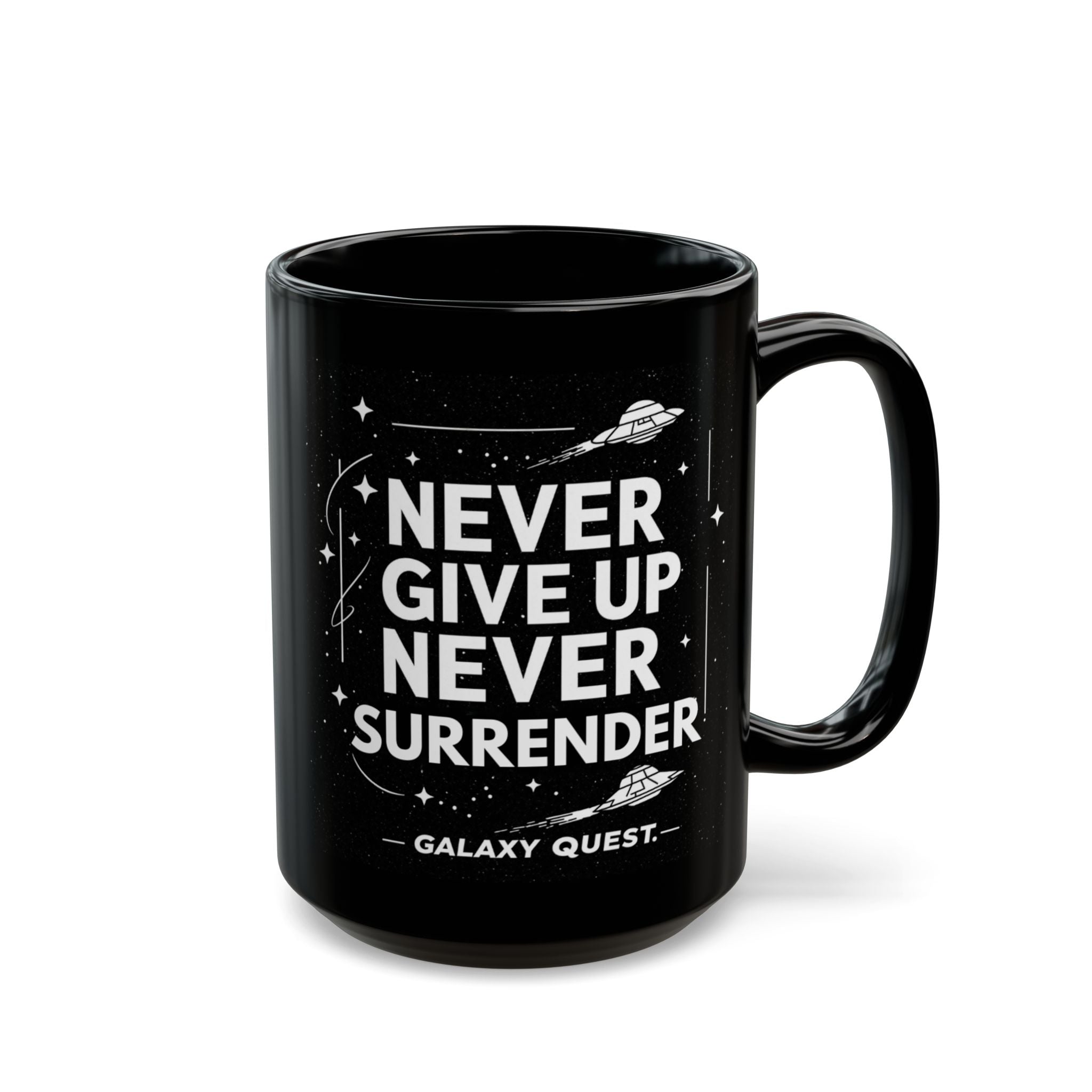 Never Give Up Never Surrender Coffee Cup | Sci-Fi Inspired Mug | Geek Gift