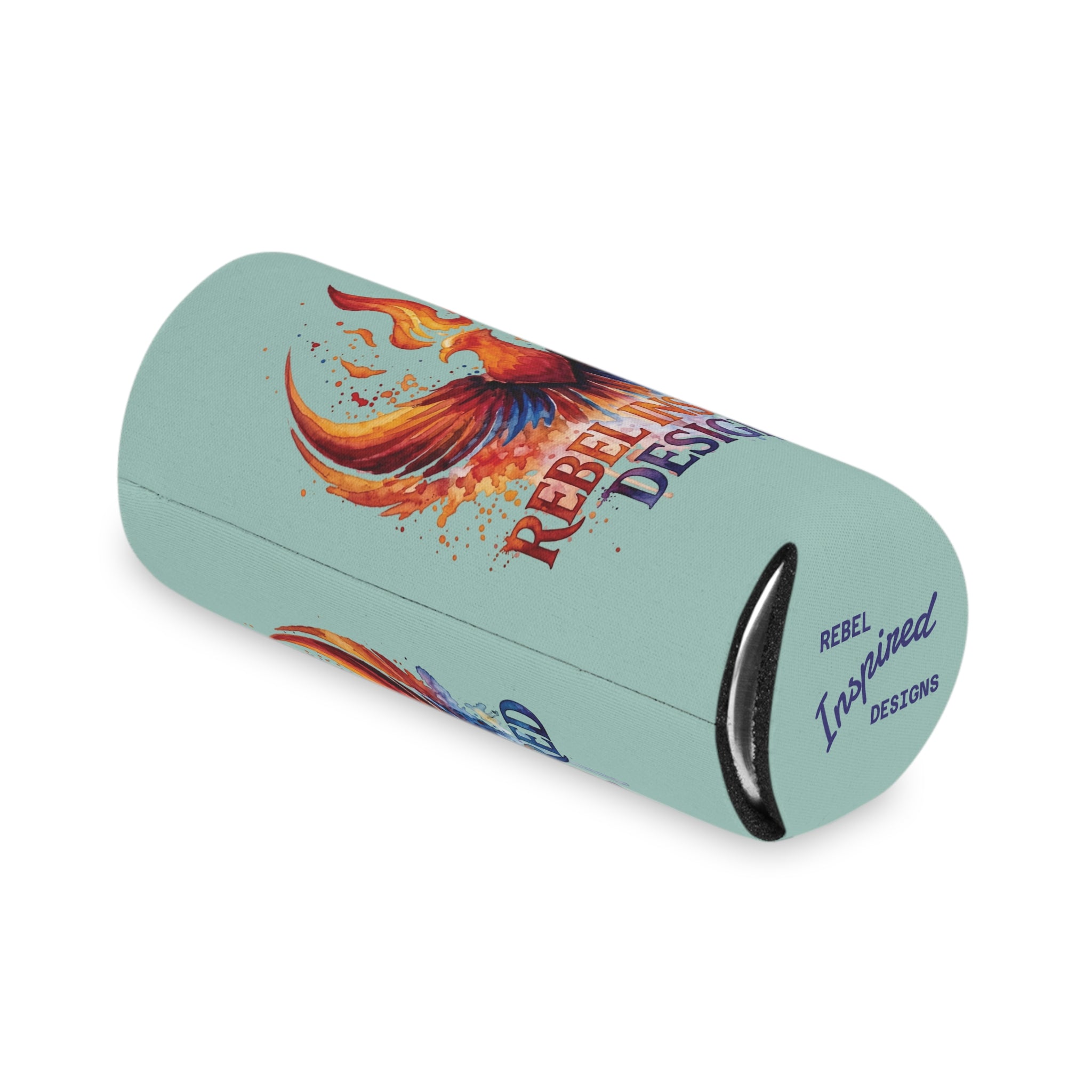 Rebel Inspired Designs Phoenix Can Cooler | Watercolor Flame Drink Sleeve