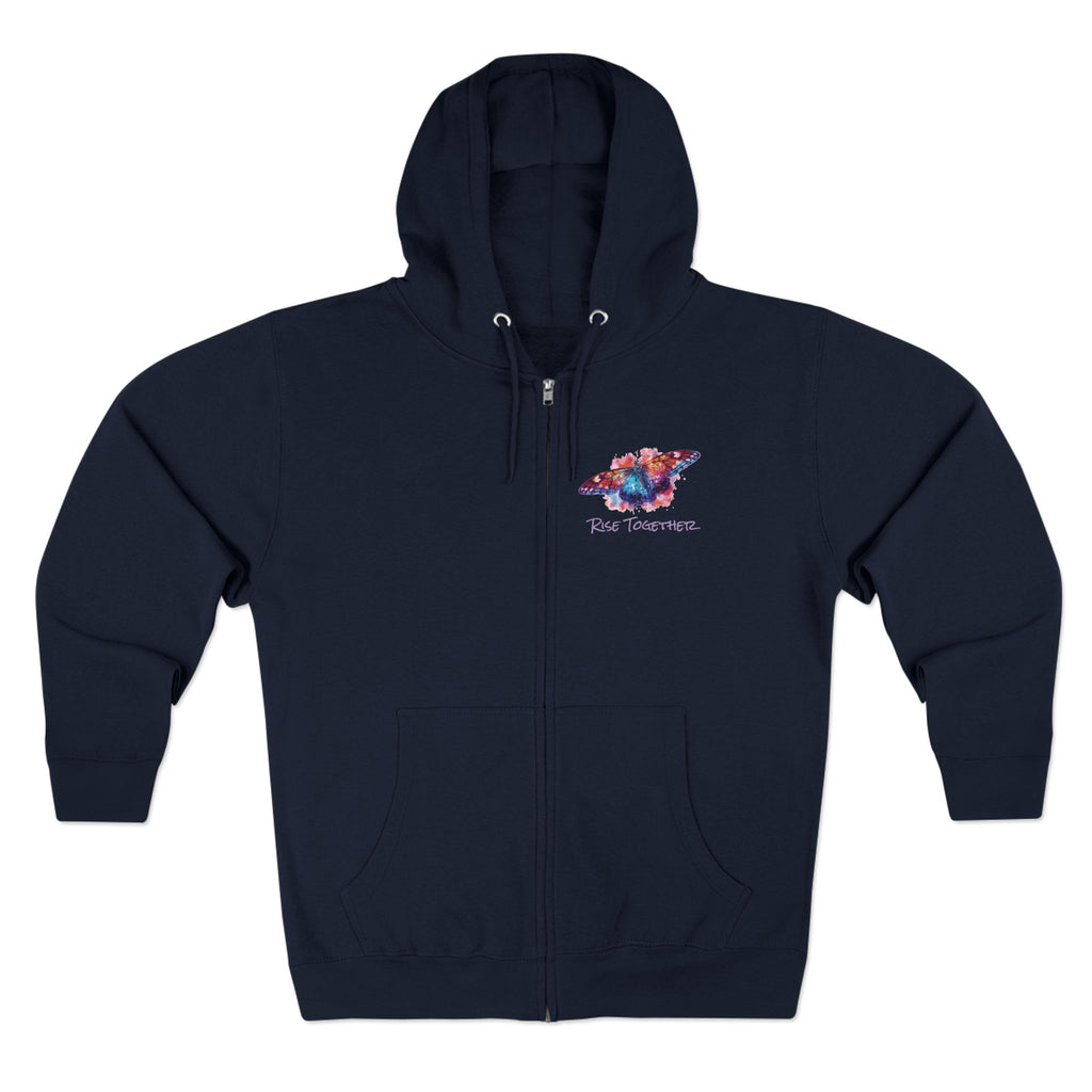 Butterfly Zip Hoodie | "Rise Together" Inspirational Zip-Up Sweatshirt