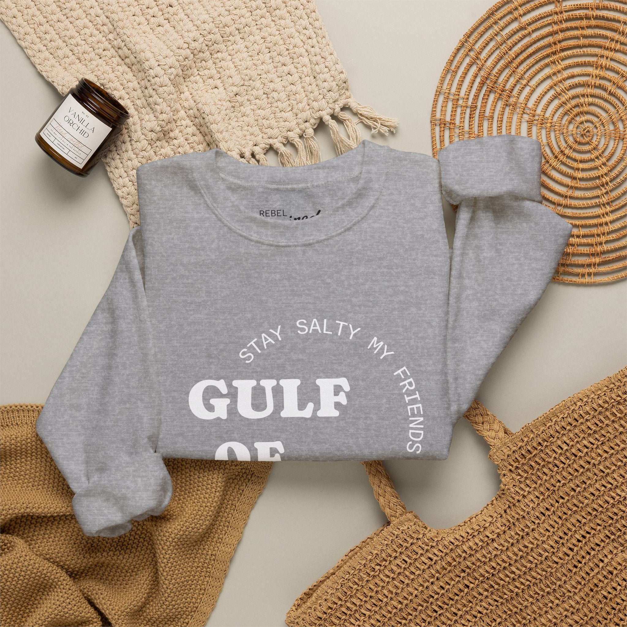 Stay Salty Unisex Sweatshirt, Gulf of Mexico Crewneck, Coastal Humor Vacation Gift