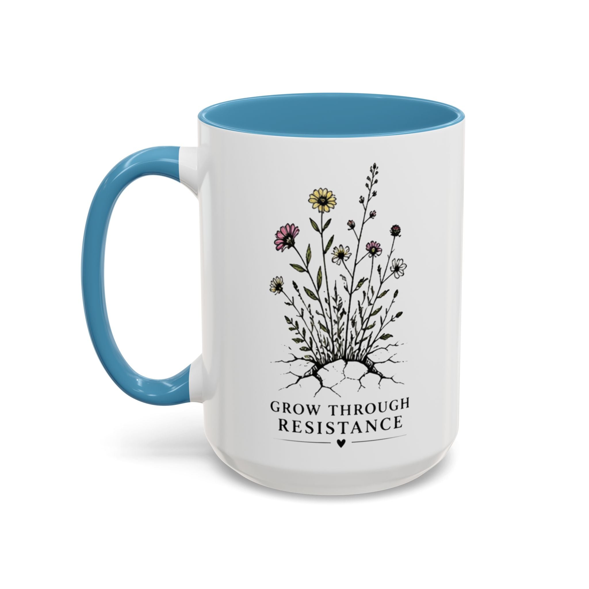 Grow Through Resistance Color Accent Mug | Cozy Woodland Tea Coffee Cup 11 oz, 15 oz