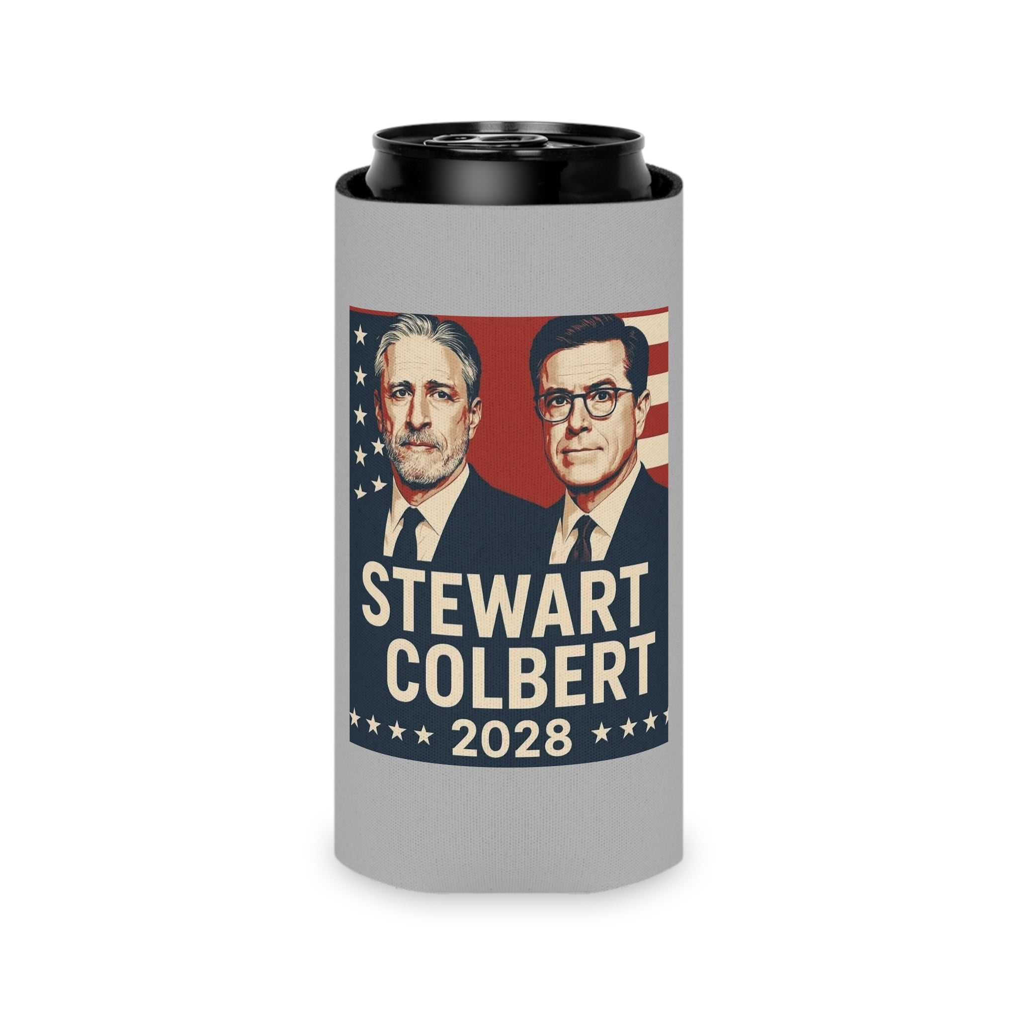 Stewart Colbert 2028 Can Cooler, Political Humor Beverage Holder, Insulated Drink Sleeve