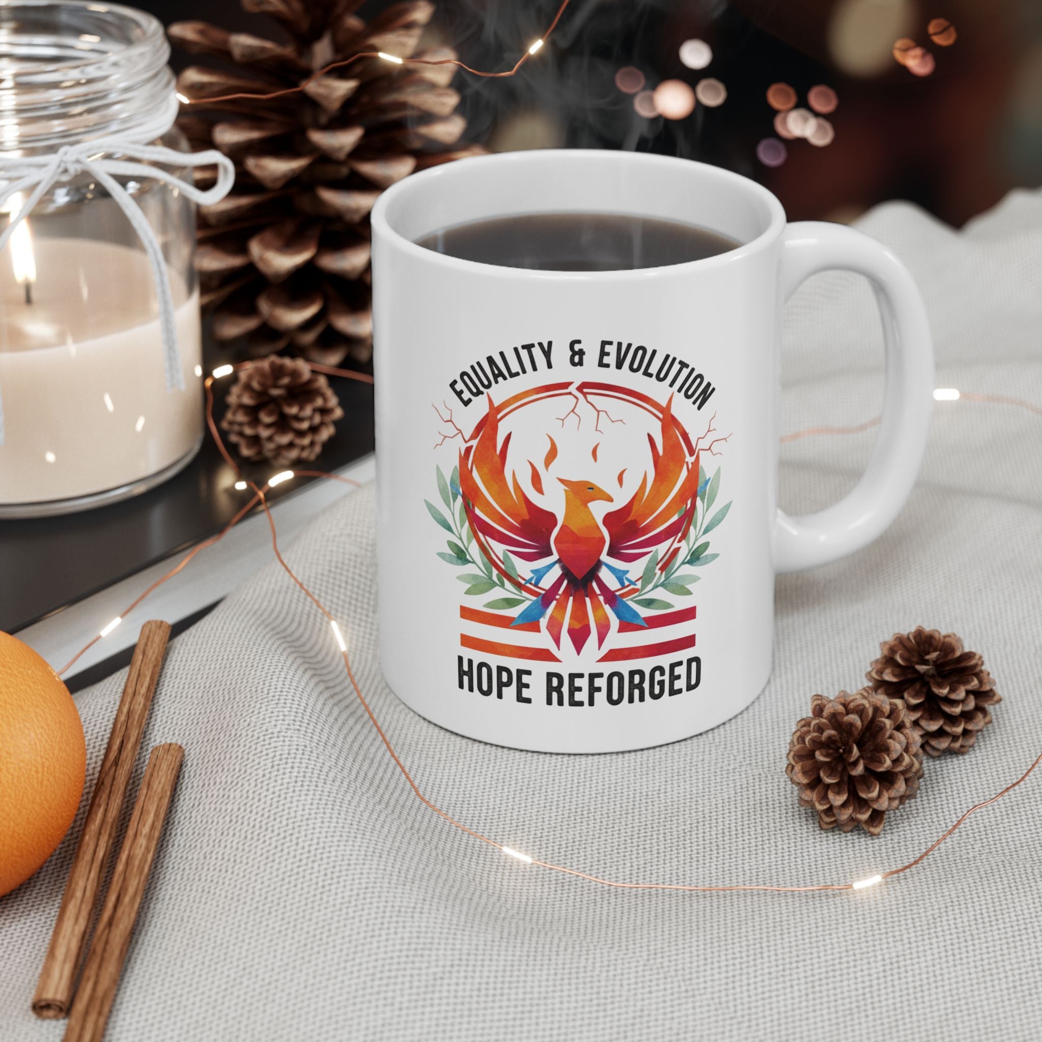 Hope Reforged Coffee Mug | Equality and Evolution Ceramic Mug 11oz 15oz | Activist Gift