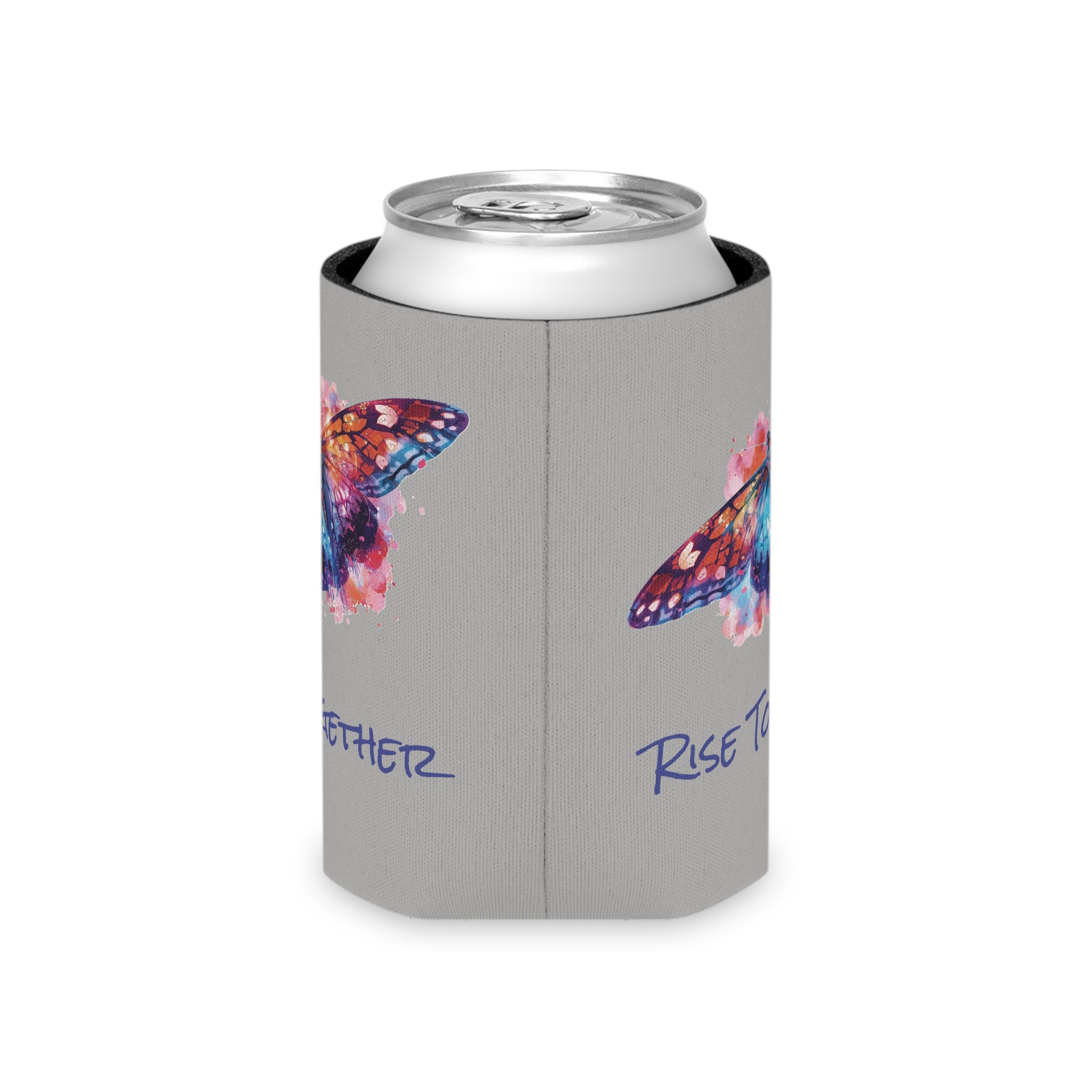 Butterfly Rise Together Can Cooler | Inspirational Watercolor Design | Activist Gift