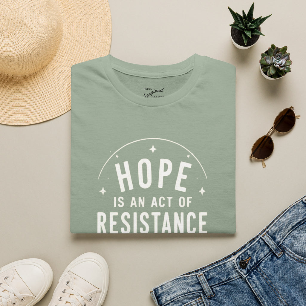 Hope Is An Act of Resistance Shirt | Feminist Inspirational Tee | Positive Protest Apparel | Nature Badge Design | Activist Gift