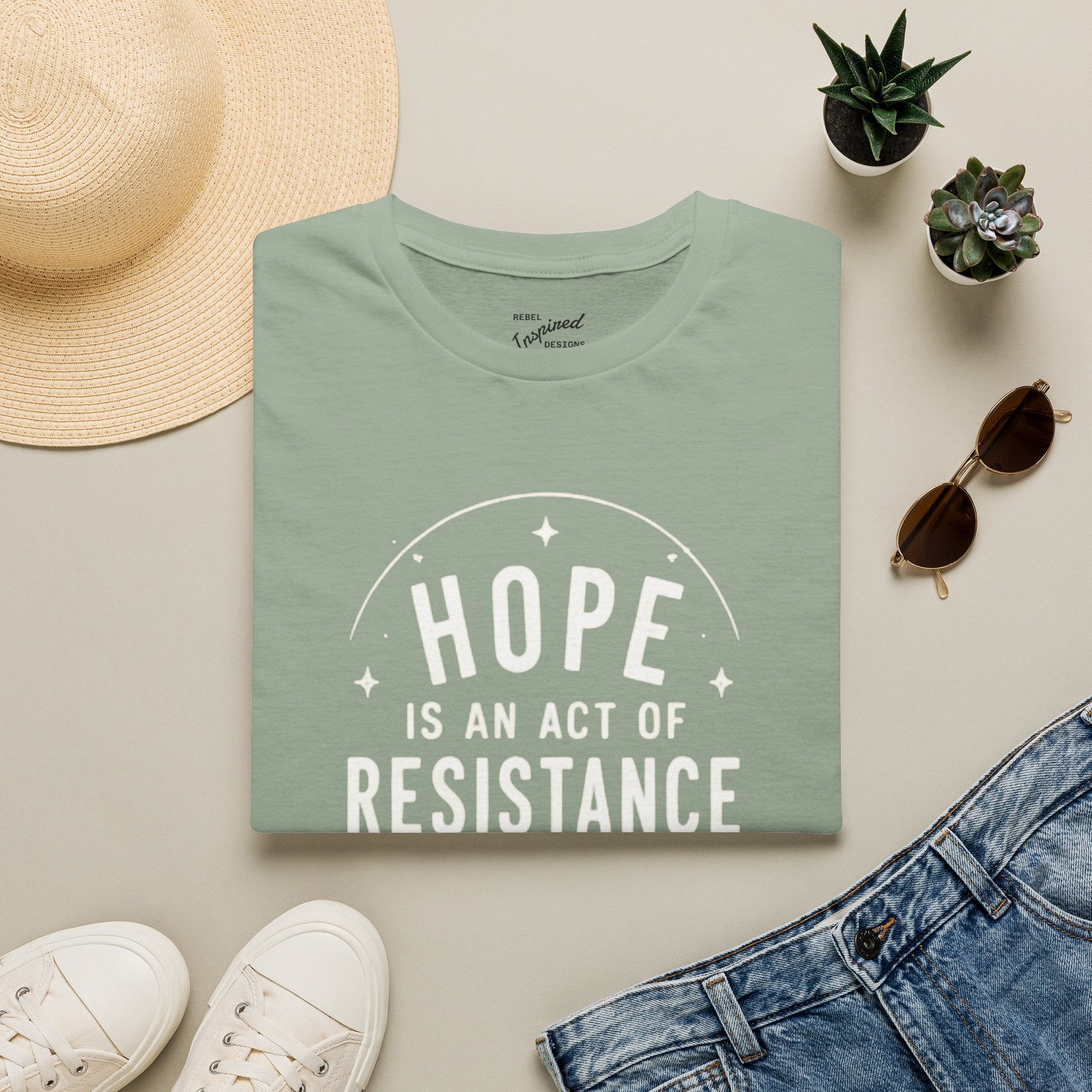 Hope Is An Act of Resistance Shirt | Feminist Inspirational Tee | Positive Protest Apparel | Nature Badge Design | Activist Gift