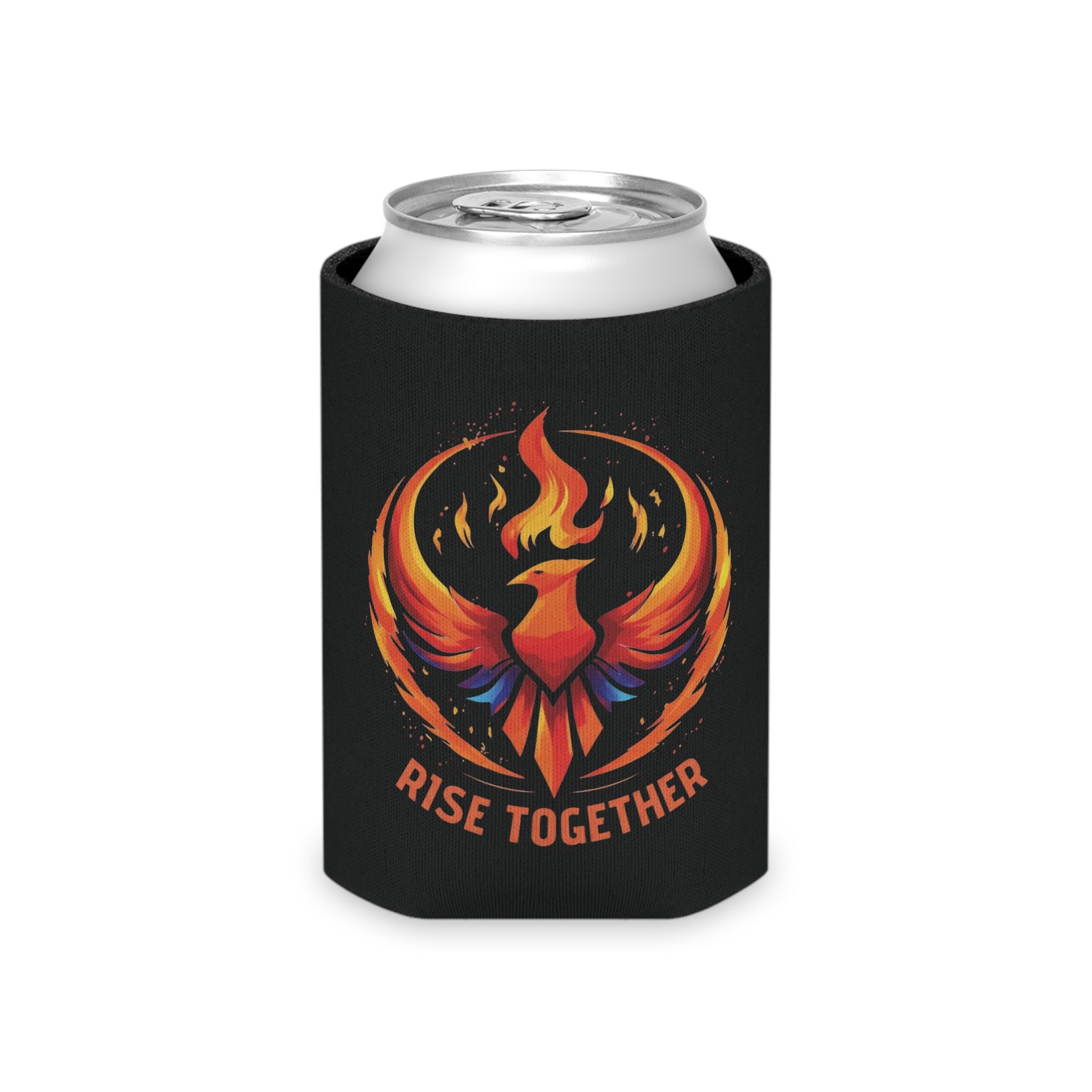 Rise Together Phoenix Can Cooler | Rising Phoenix Logo Beverage Insulator