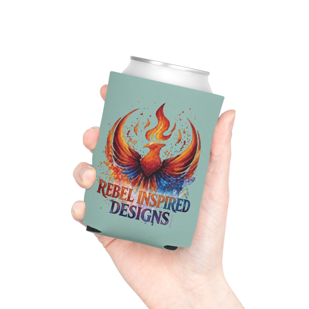 Rebel Inspired Designs Phoenix Can Cooler | Watercolor Flame Drink Sleeve