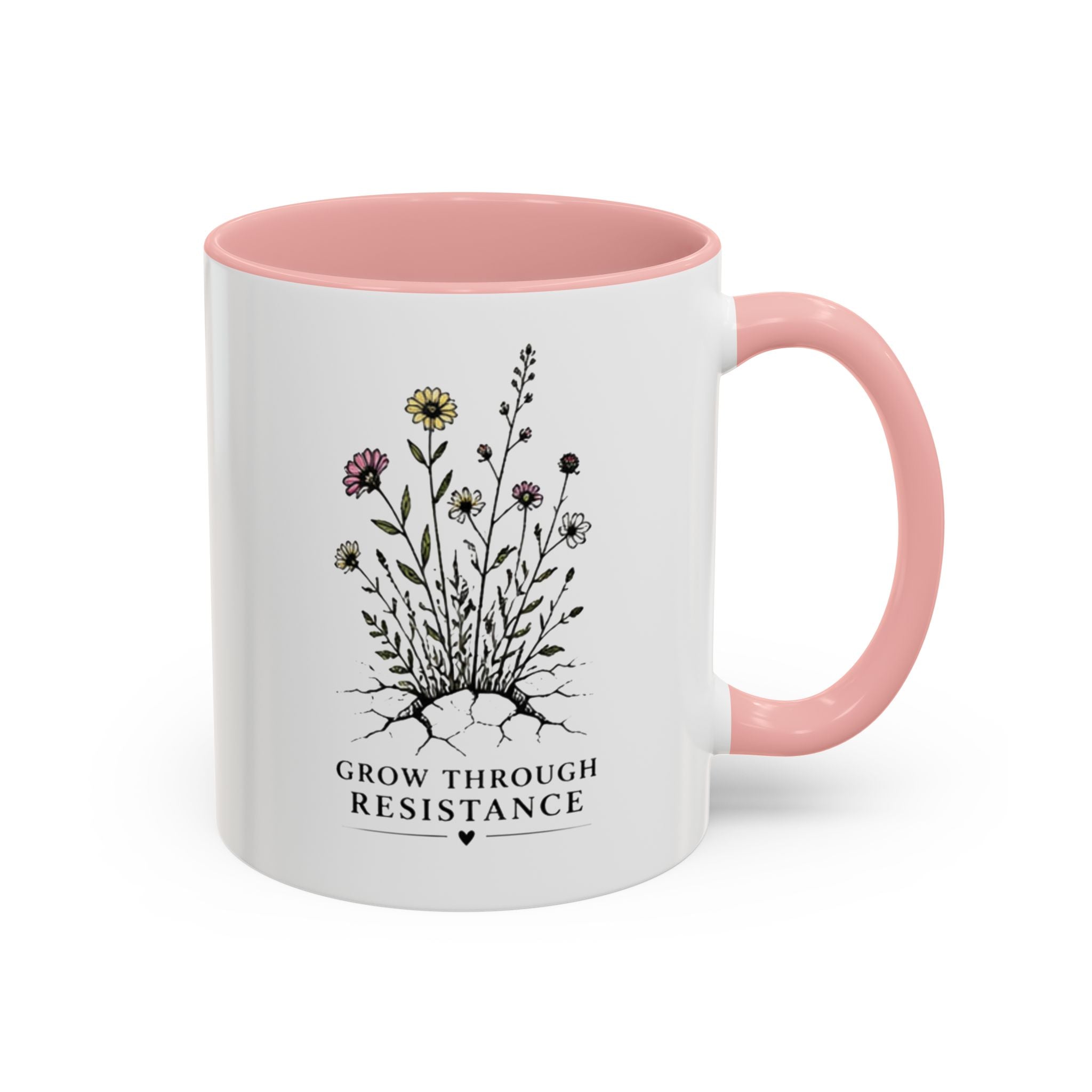 Grow Through Resistance Color Accent Mug | Cozy Woodland Tea Coffee Cup 11 oz, 15 oz