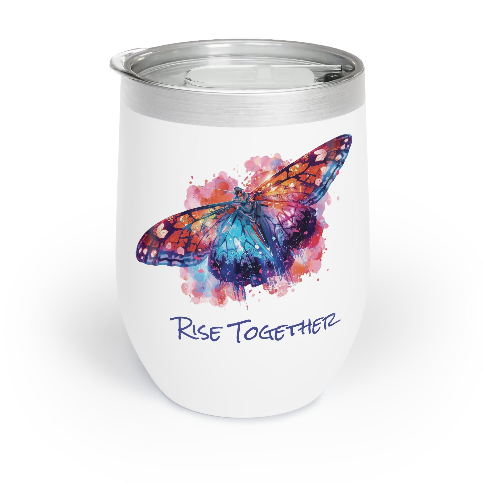 Butterfly Rise Together Wine Tumbler | Inspirational Insulated Tumbler 12oz | Activist Gift