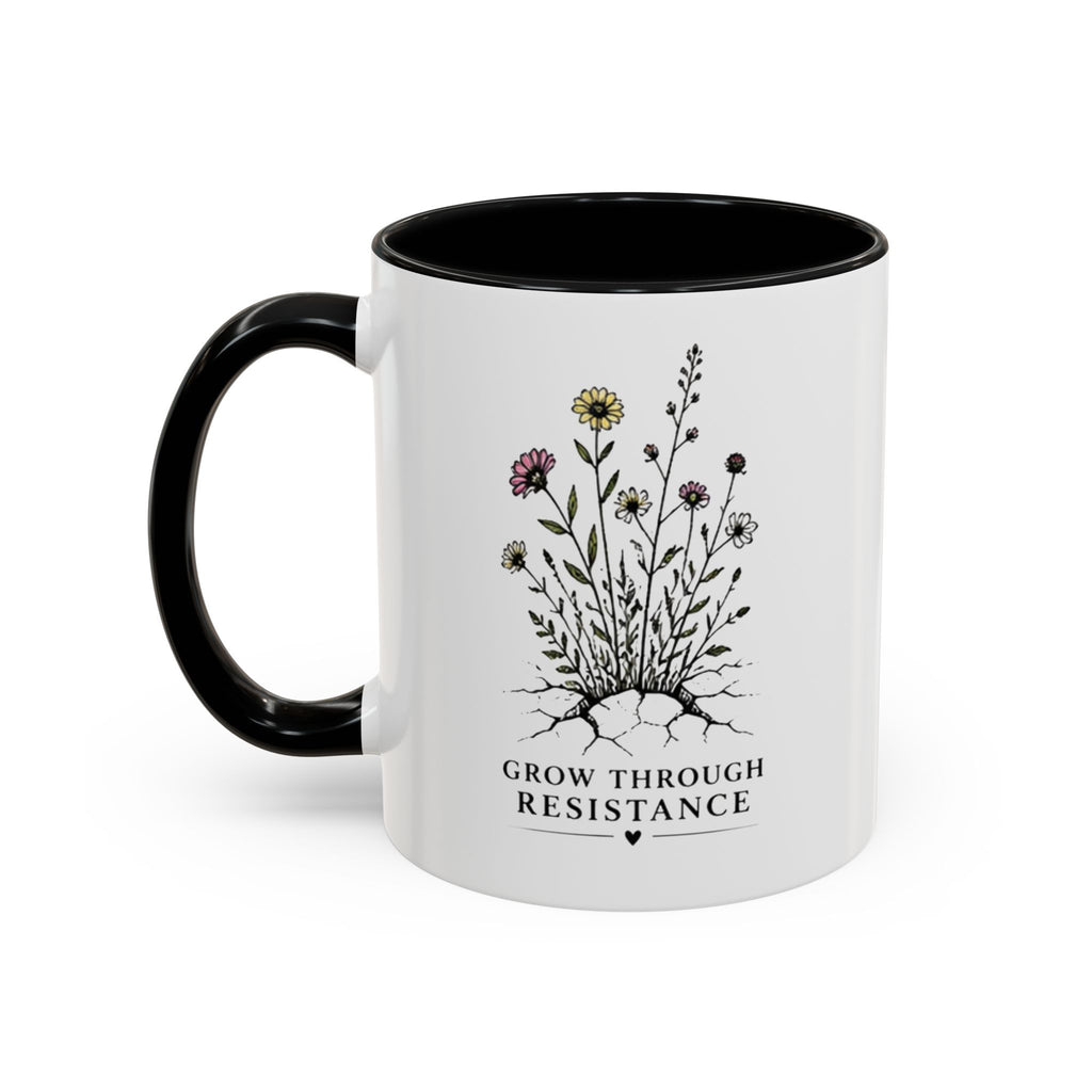 Grow Through Resistance Color Accent Mug | Cozy Woodland Tea Coffee Cup 11 oz, 15 oz