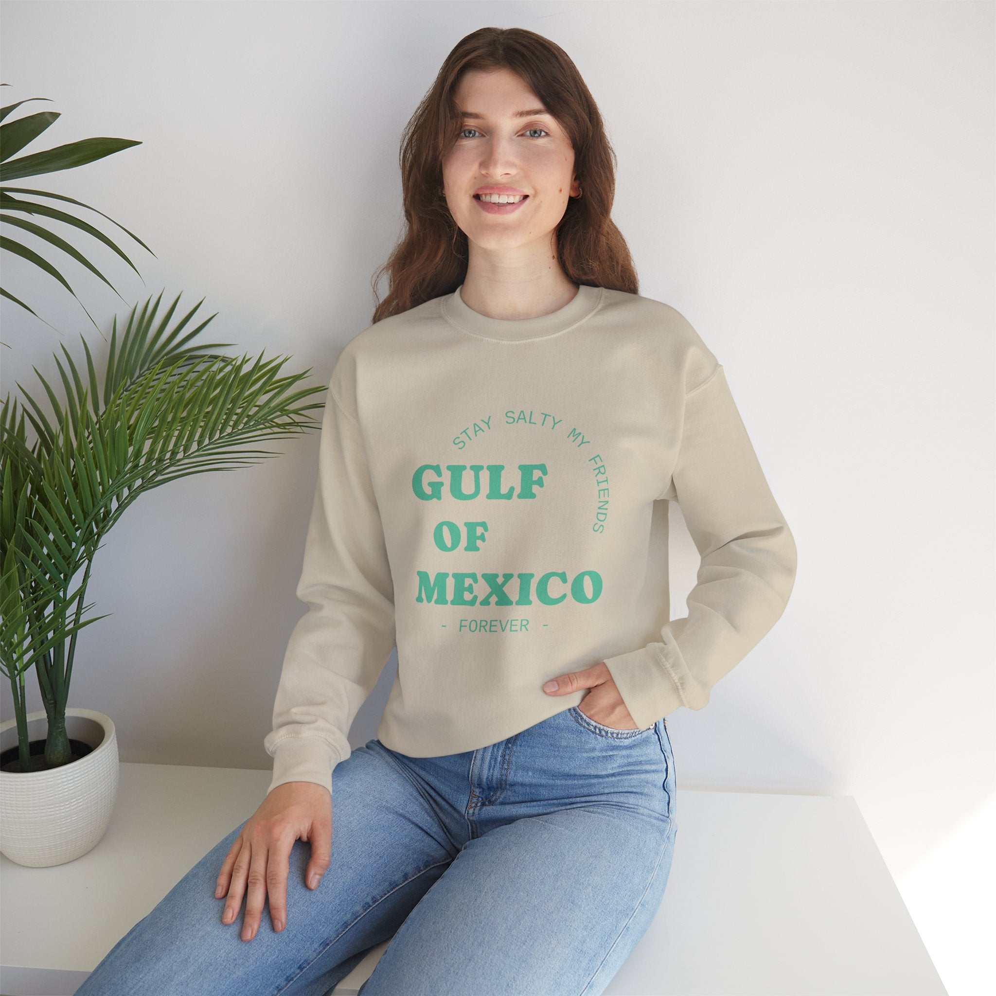 Stay Salty Unisex Sweatshirt, Gulf of Mexico Crewneck, Coastal Humor Vacation Gift