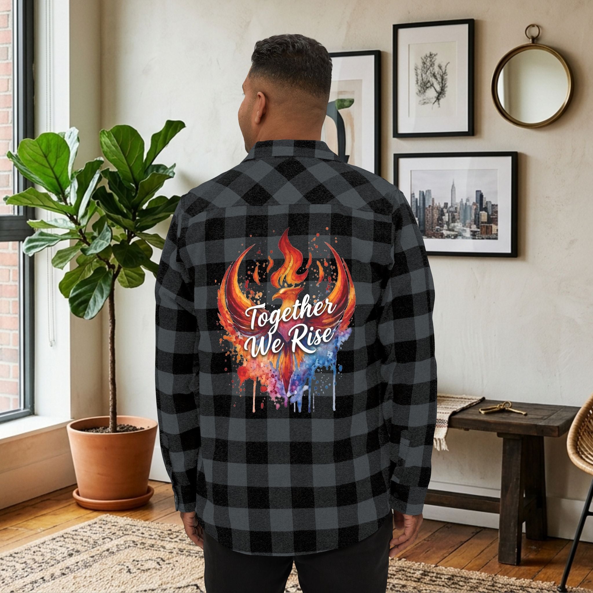 Together We Rise Flannel Shirt | Two-Sided Inspirational Buffalo Check Button-Up