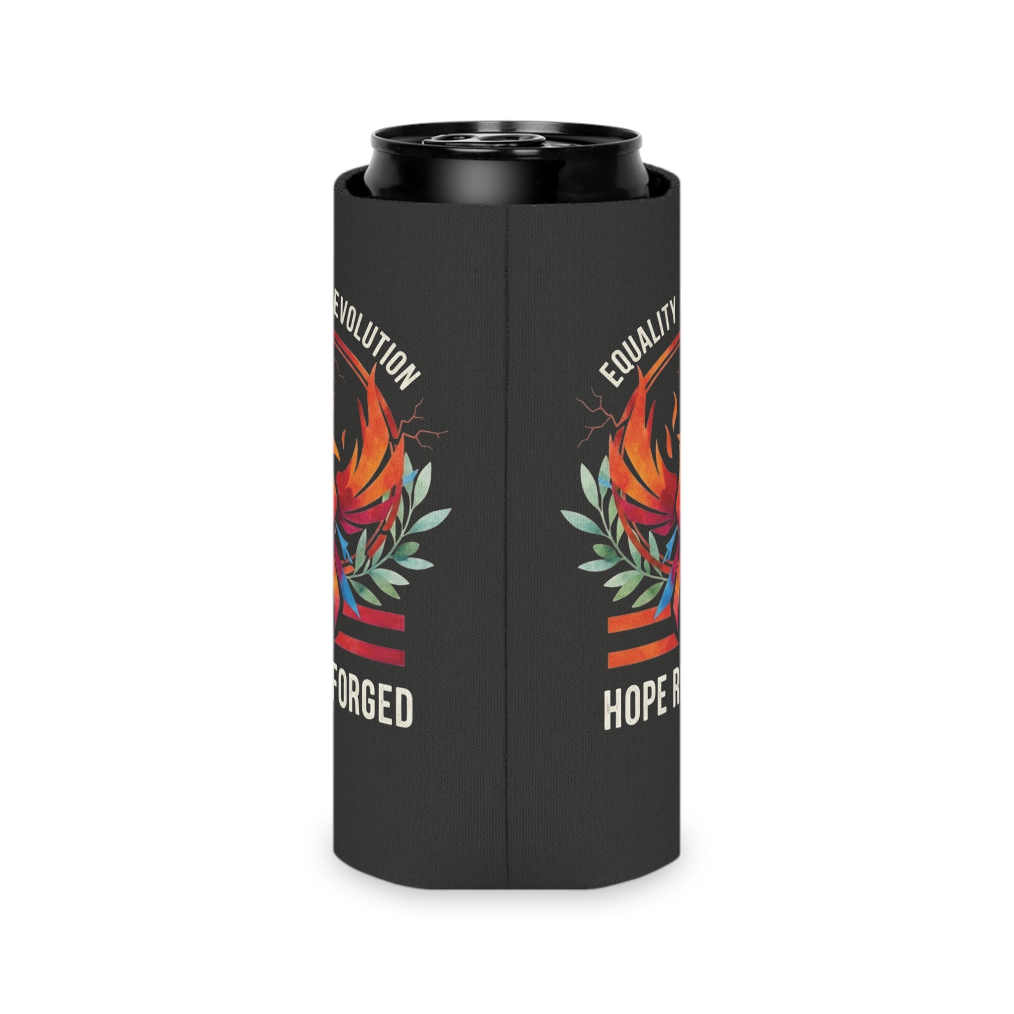 Hope Reforged Can Cooler | Equality & Evolution Drink Holder | Rising Phoenix Design