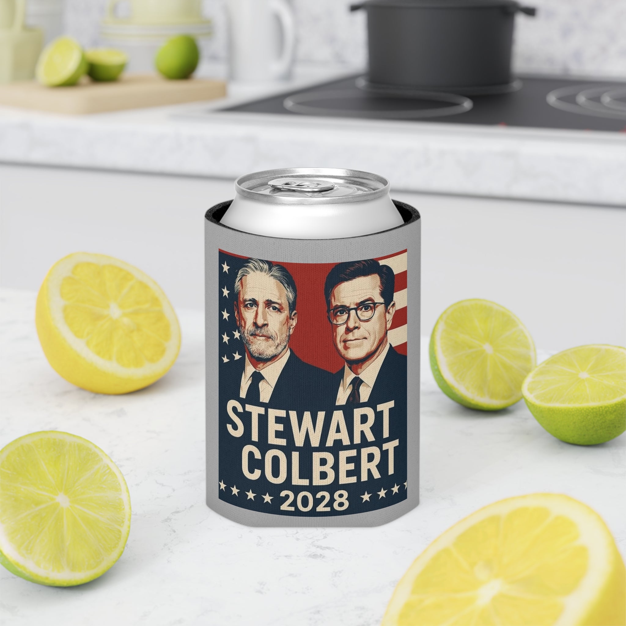 Stewart Colbert 2028 Can Cooler, Political Humor Beverage Holder, Insulated Drink Sleeve