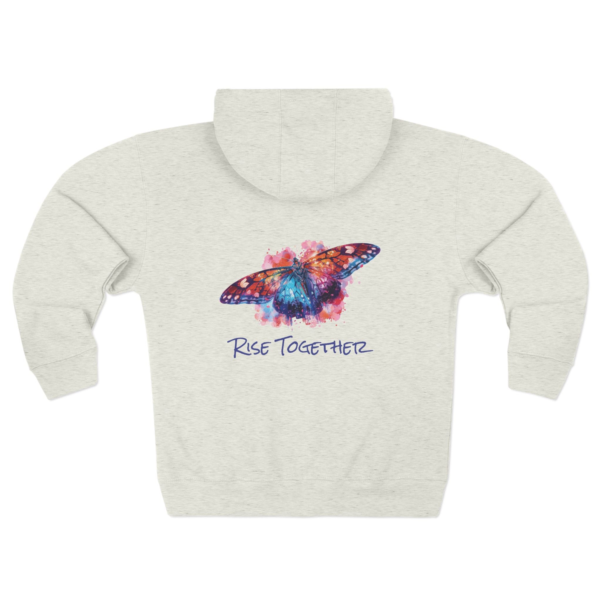 Butterfly Zip Hoodie | "Rise Together" Inspirational Zip-Up Sweatshirt