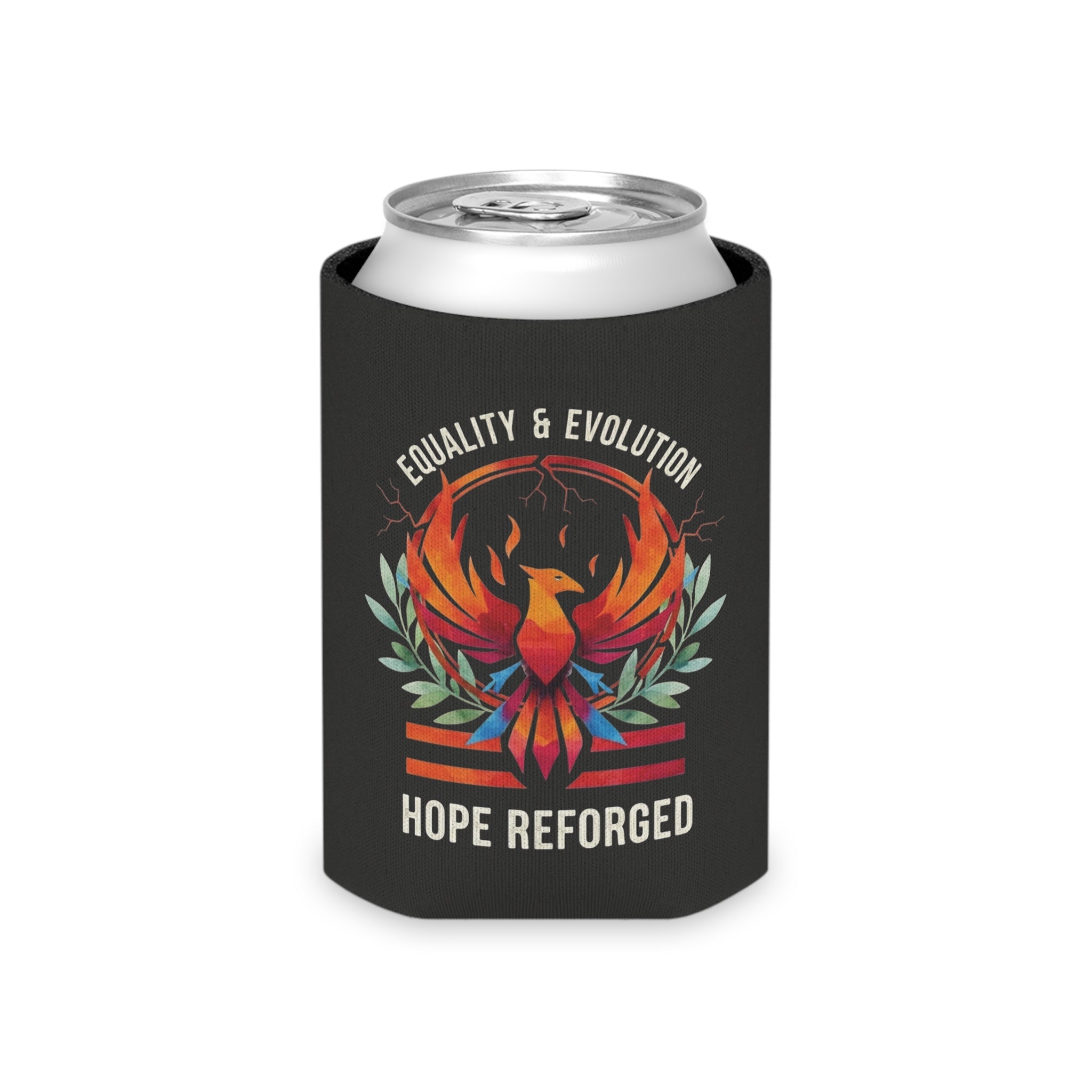 Hope Reforged Can Cooler | Equality & Evolution Drink Holder | Rising Phoenix Design