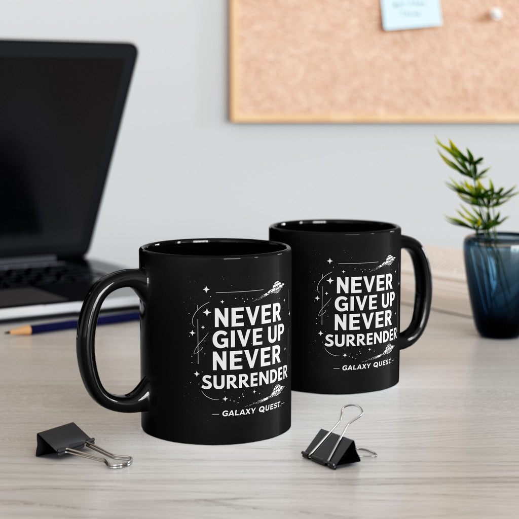 Never Give Up Never Surrender Coffee Cup | Sci-Fi Inspired Mug | Geek Gift