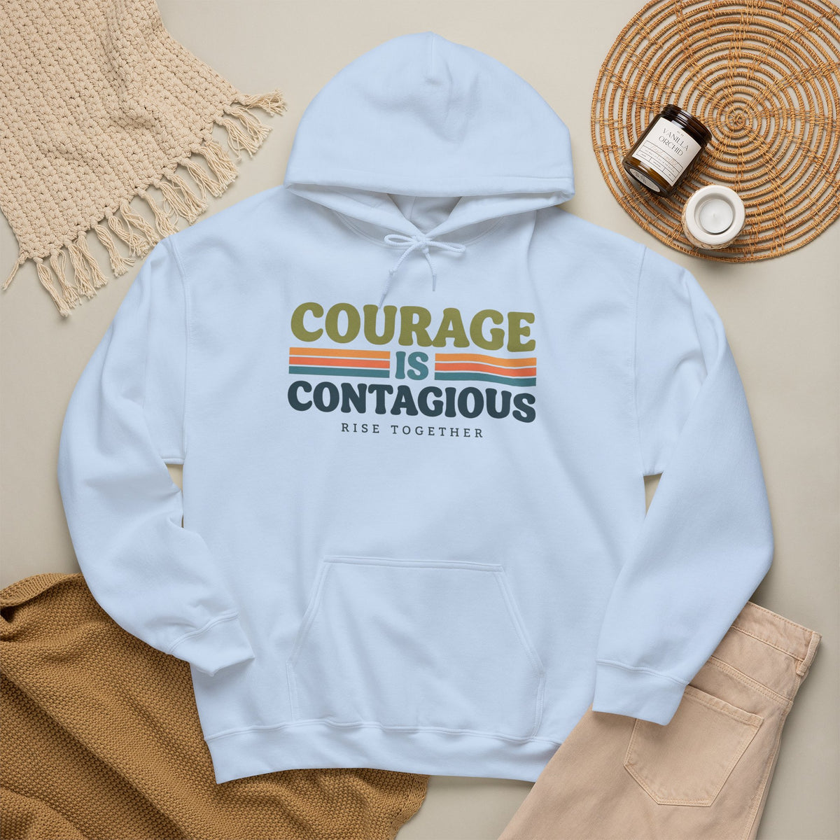 Courage Is Contagious Hoodie | Inspirational Sweatshirt | Rise Together Design