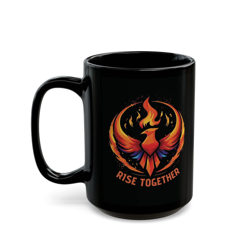 Rise Together Phoenix Mug | Black Ceramic Coffee Cup 11oz, 15oz | Rebel Gift