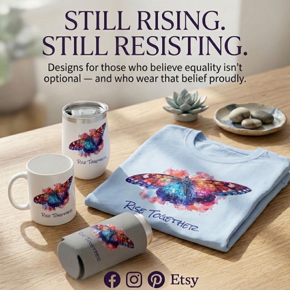 Butterfly Rise Together Can Cooler | Inspirational Watercolor Design | Activist Gift