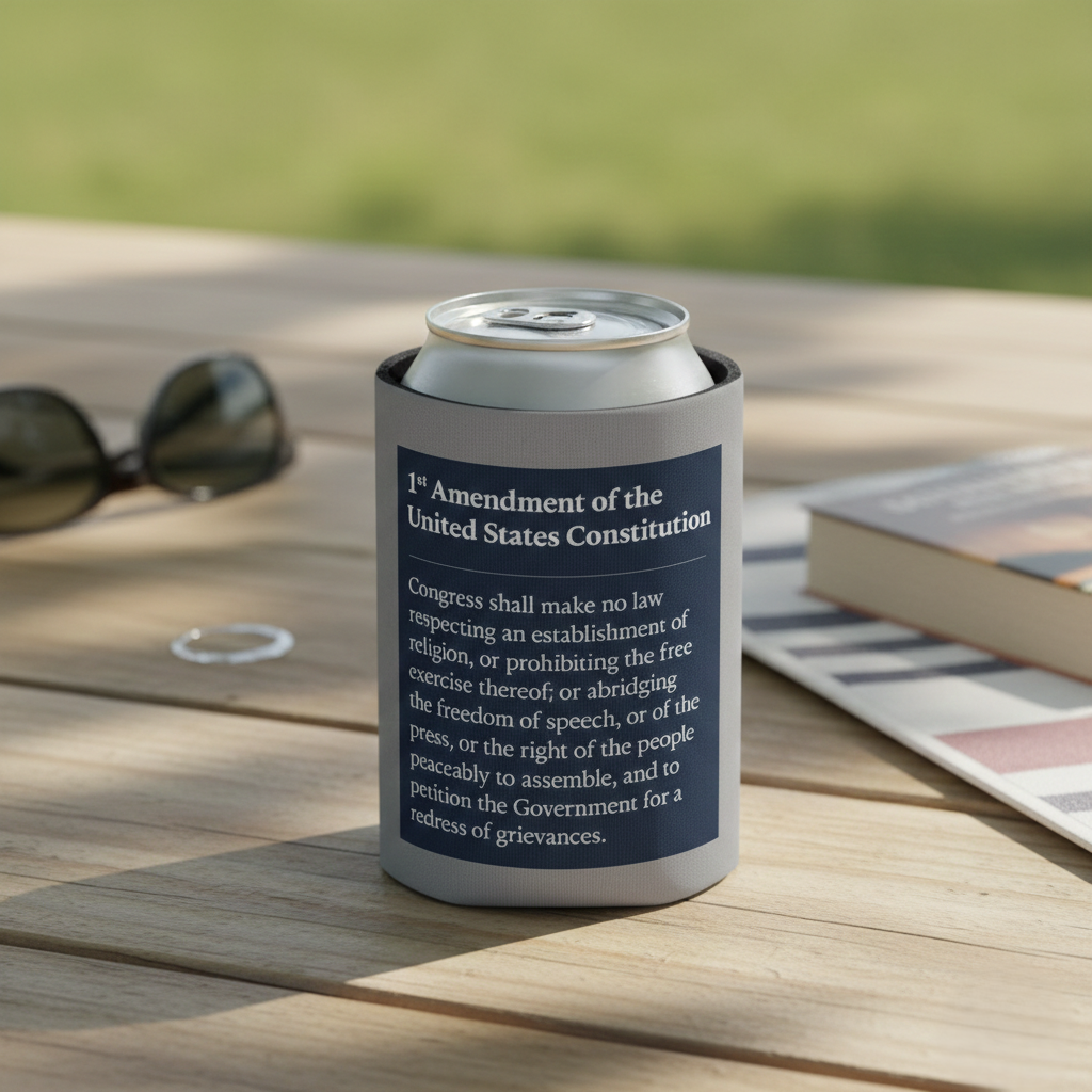 1st Amendment Can Cooler | Patriotic Drink Insulator | Freedom of Speech Gift
